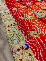 KcPc Traditional Gaji Silk Bandhani Odhna With Bel Buti Work