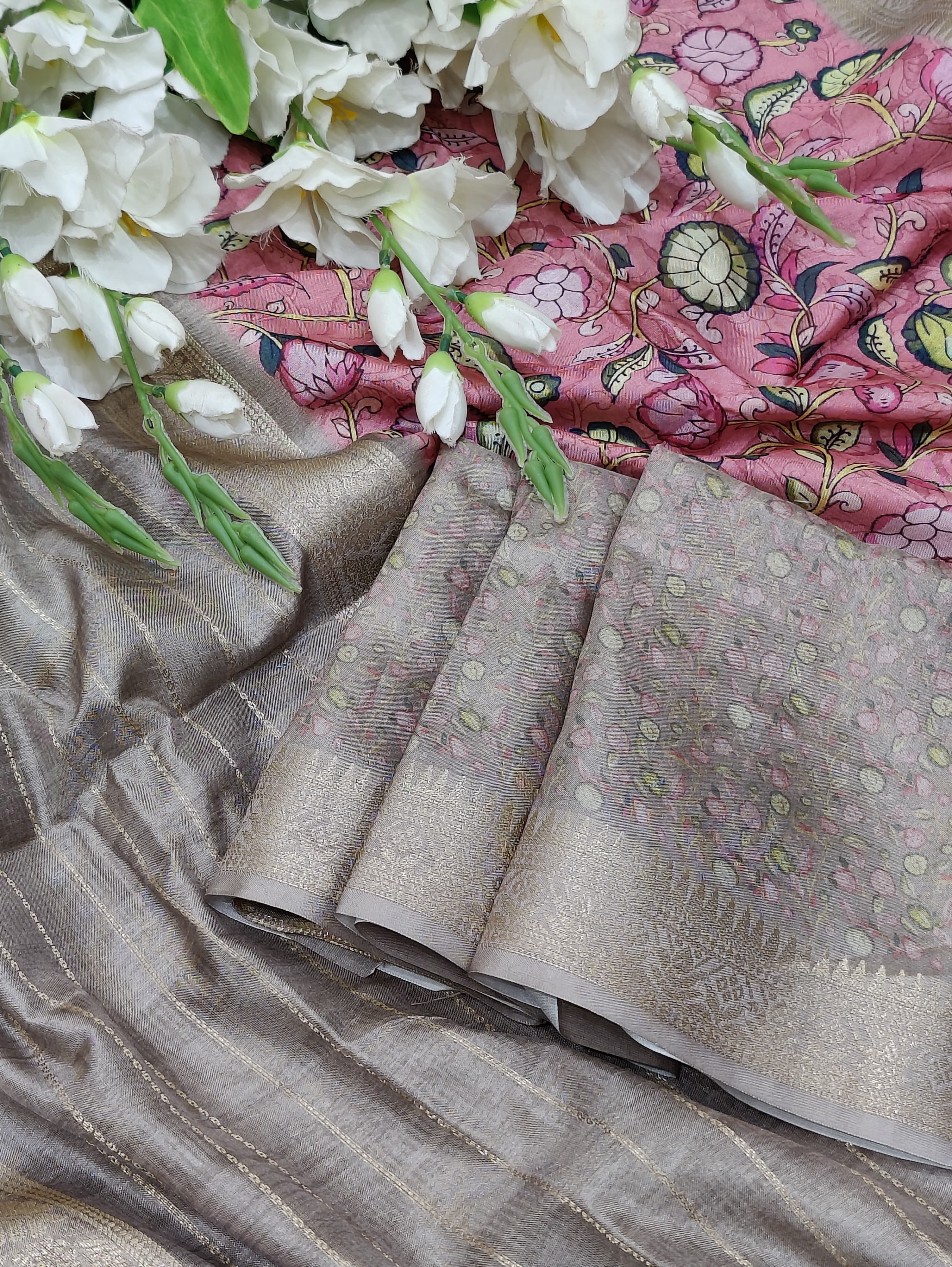 By Graceful Kalamkari Cotton Silk with Zari Finish Saree