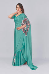 KcPc Trendy Green Party Wear Saree Smooth Crepe Silk with Designer PrintSRK