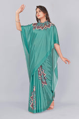 KcPc Trendy Green Party Wear Saree Smooth Crepe Silk with Designer PrintSRK