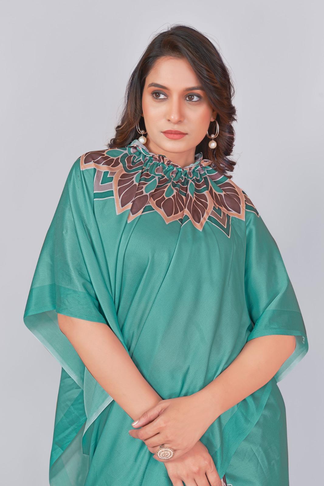 KcPc Trendy Green Party Wear Saree Smooth Crepe Silk with Designer PrintSRK