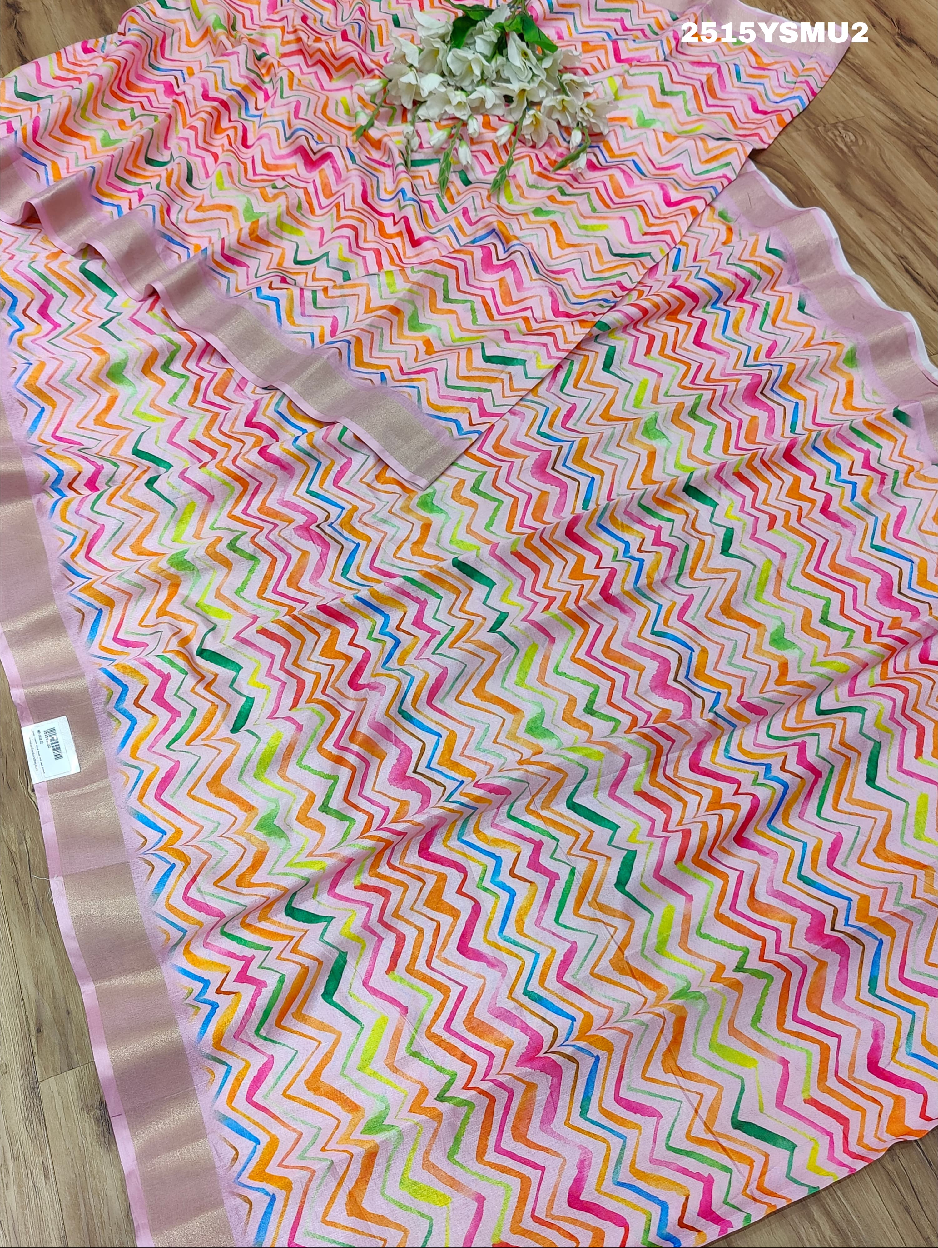 Cotton silk Leheriya Style With Zari Border Saree for party wear