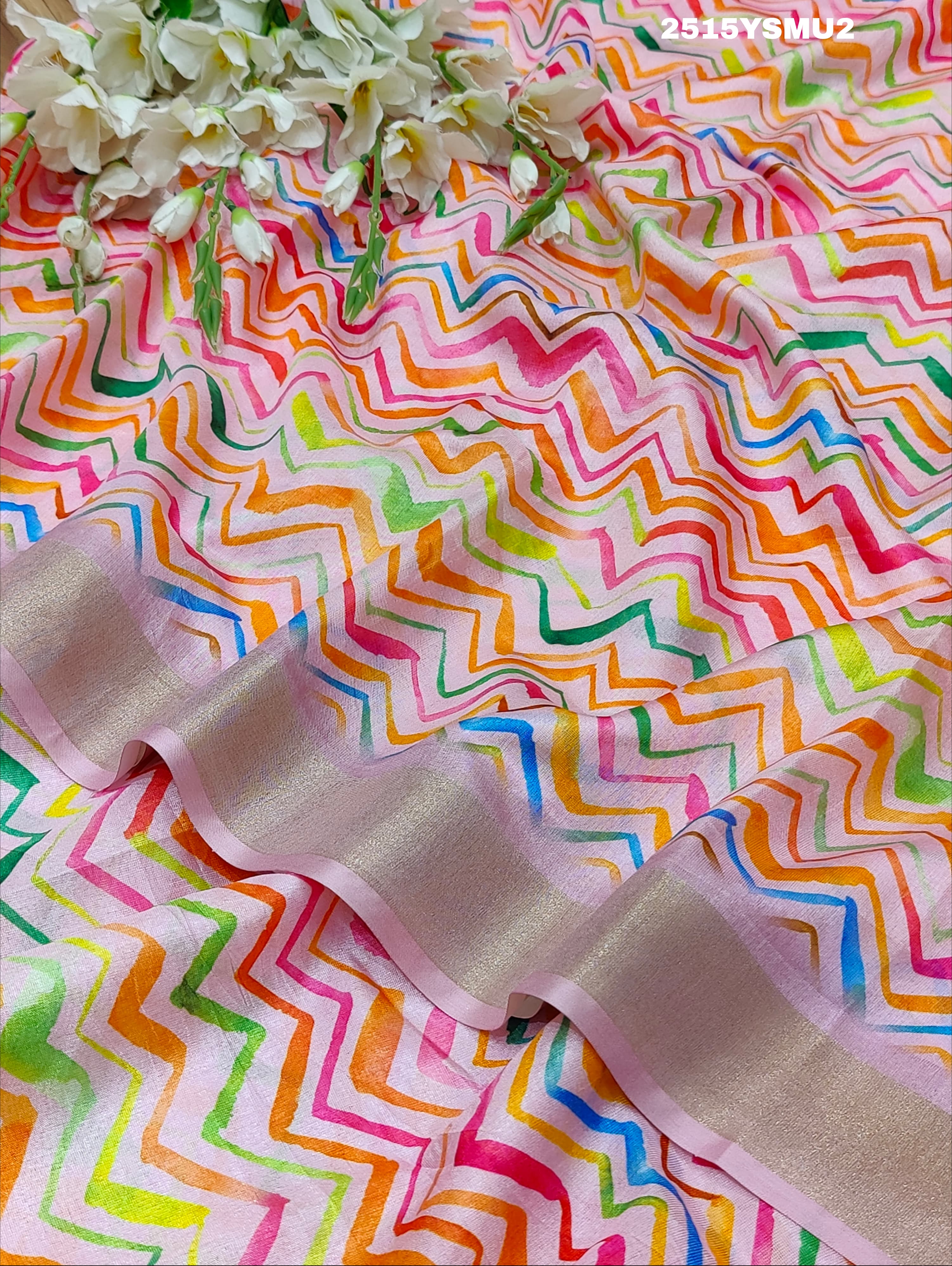 Cotton silk Leheriya Style With Zari Border Saree for party wear