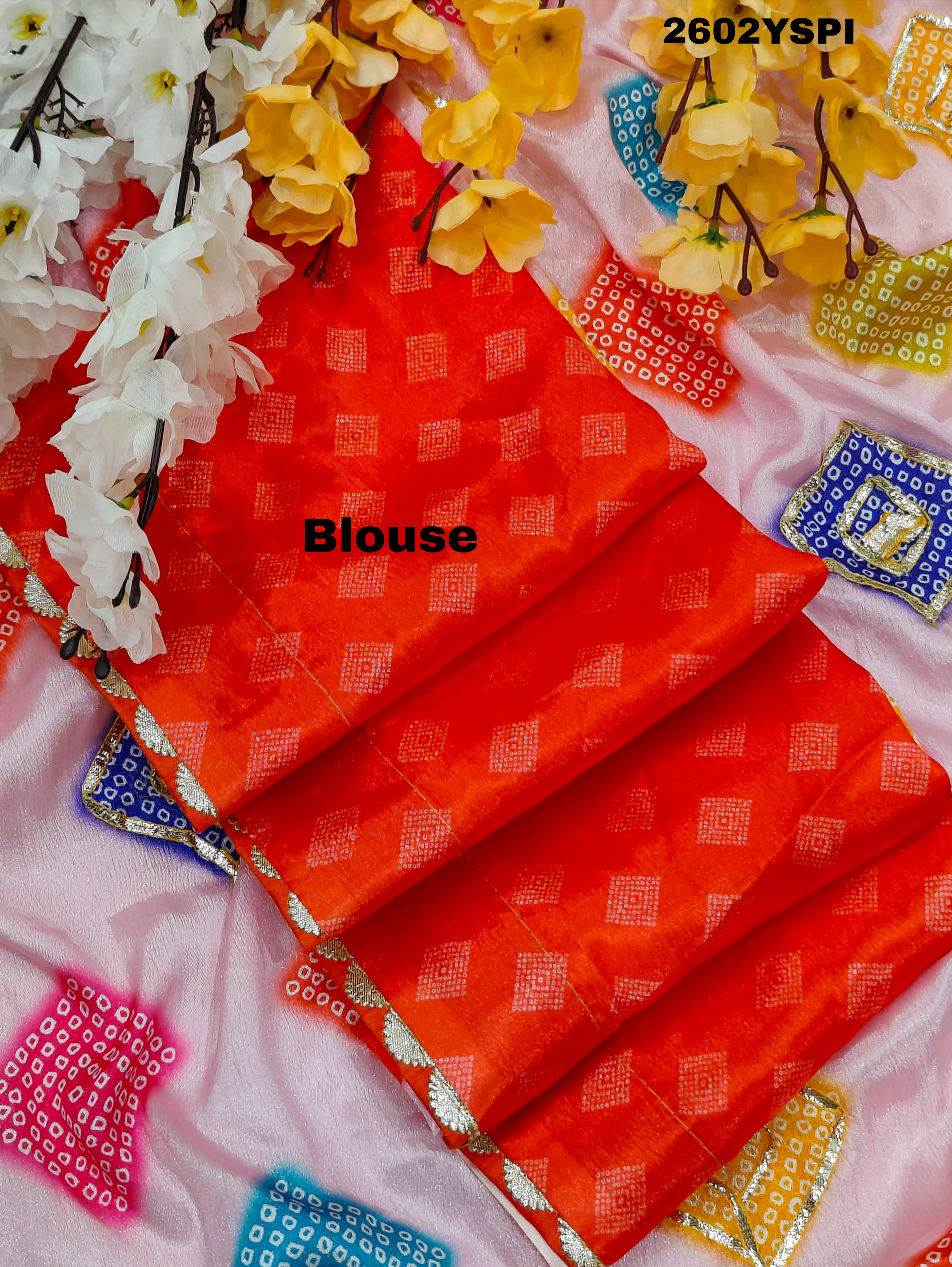 Bollywood style Bandhani Gotapatti Work Saree under 2000
