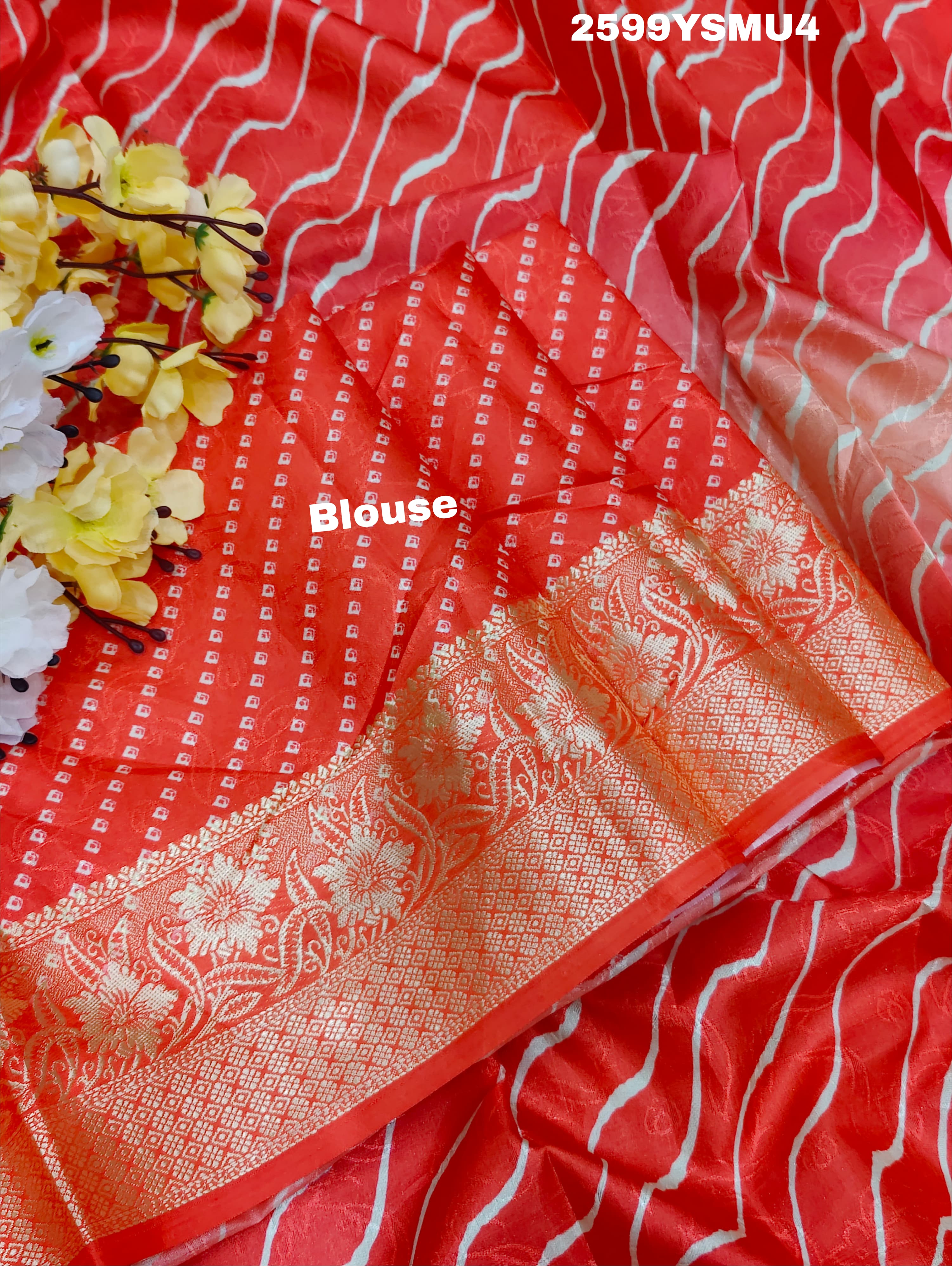 By New Dola Silk Leheriya Style With Zari border Saree
