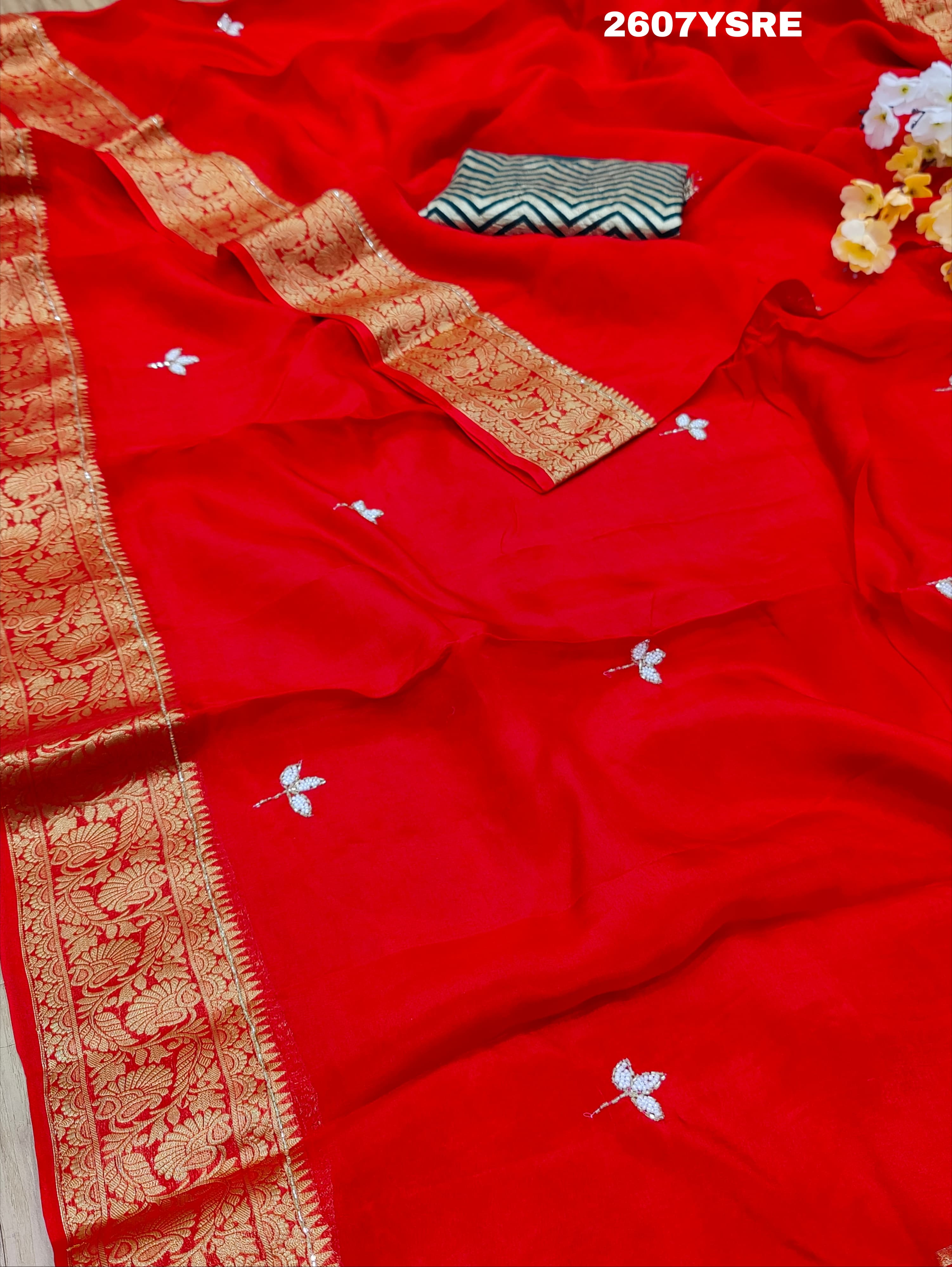 By New Beautiful HO Silk Bollywood Style With CutdanaGotapatti Saree