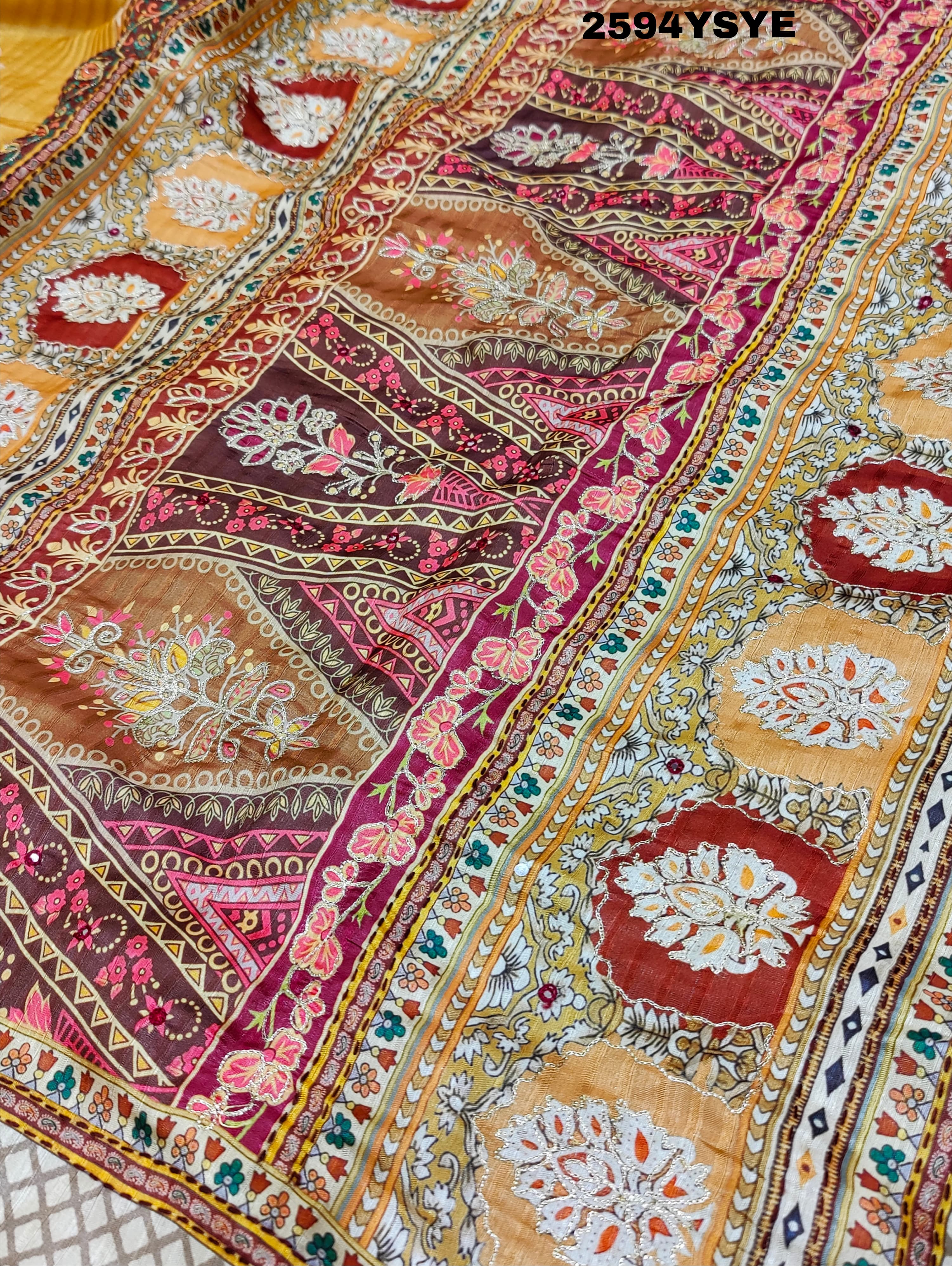 By New Cotton Silk Printed Style with Mirror Work Saree