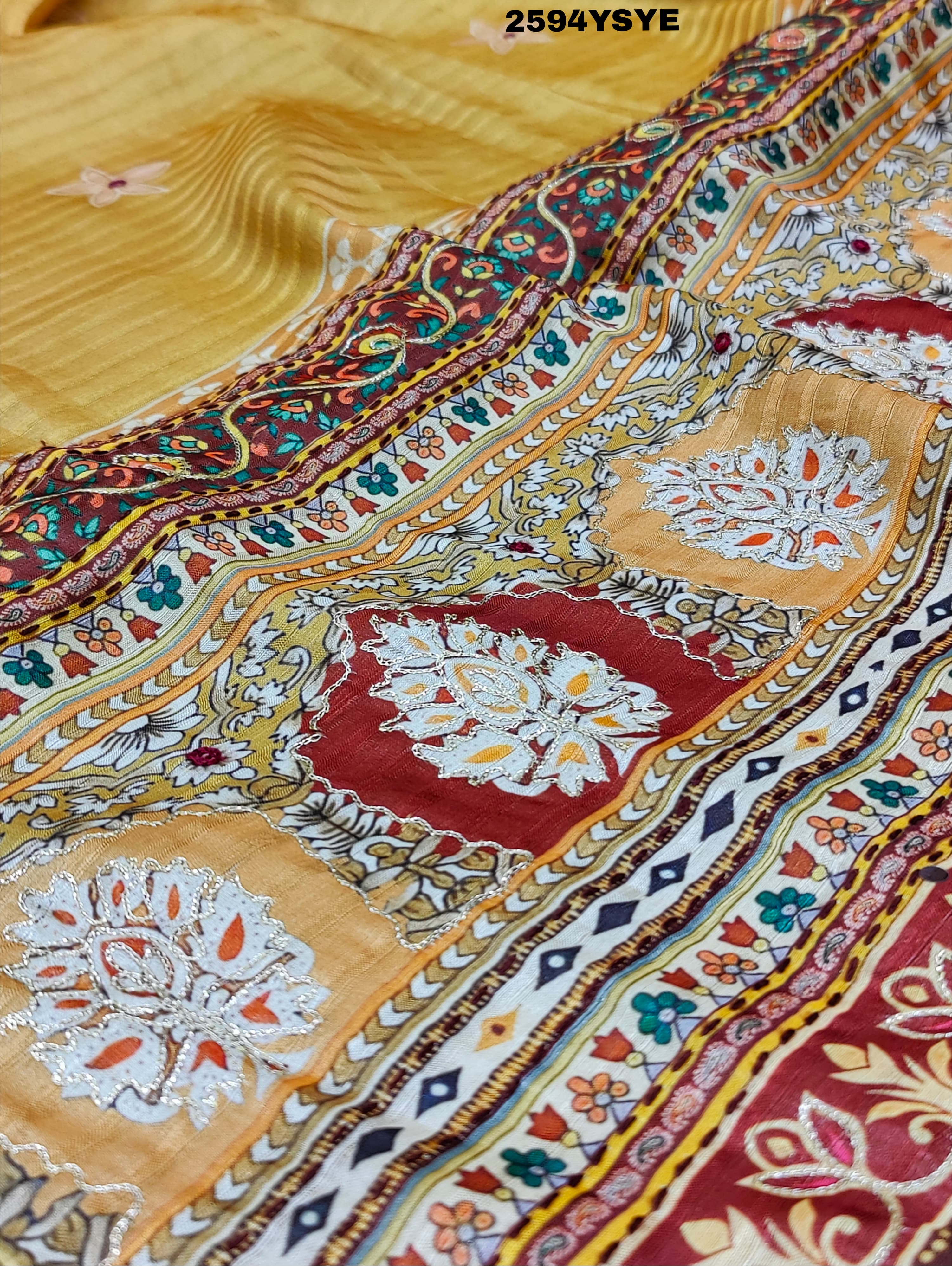 By New Cotton Silk Printed Style with Mirror Work Saree
