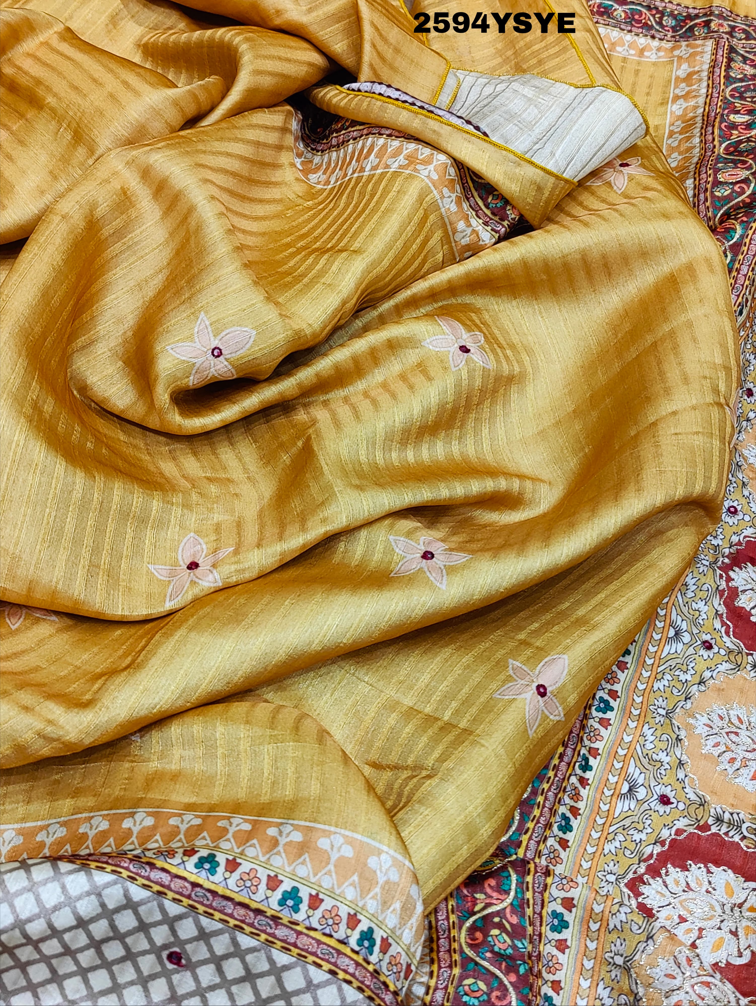 By New Cotton Silk Printed Style with Mirror Work Saree
