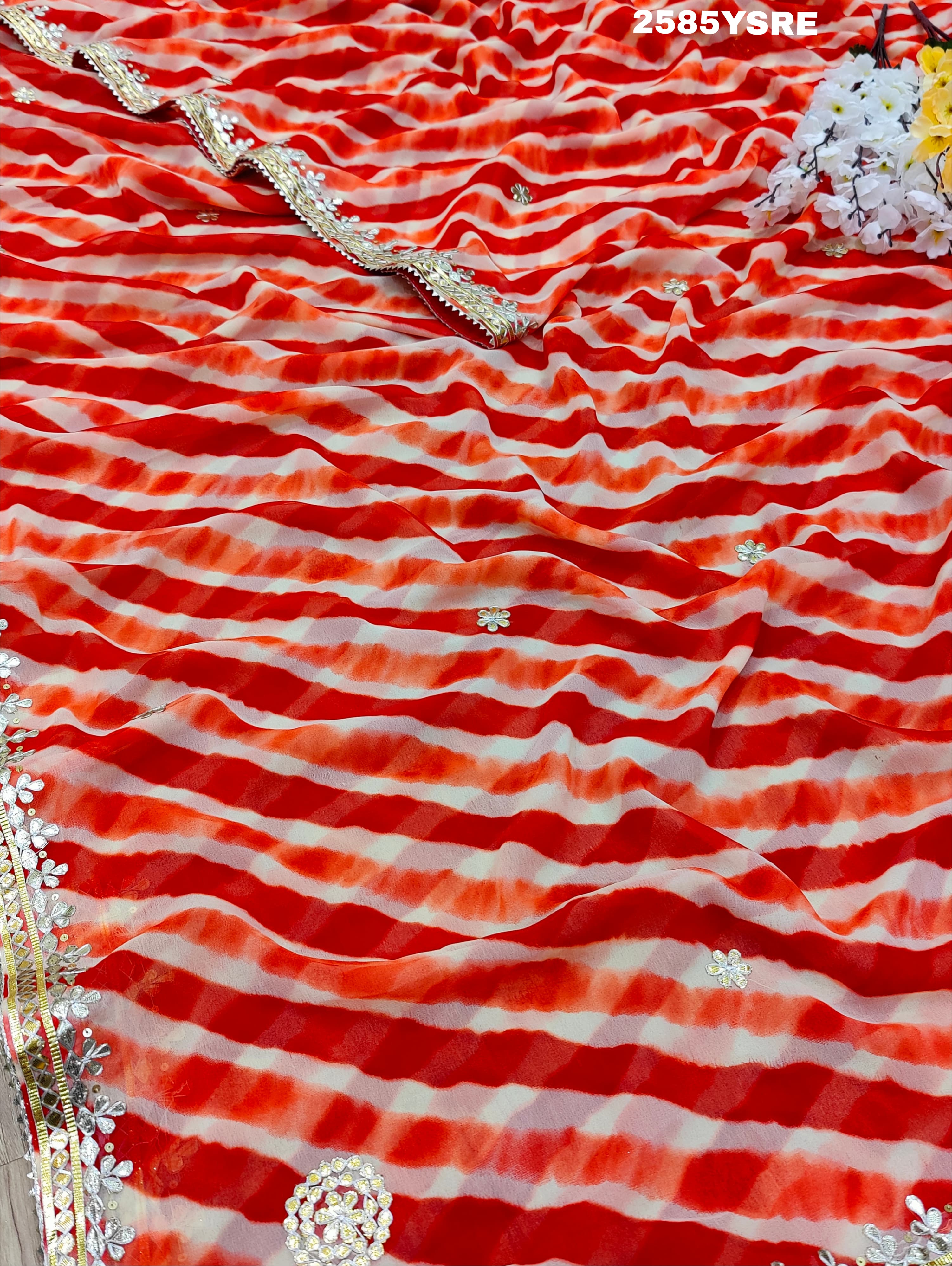 New Chiffon Silk Leheriya Style with Gotapatti Work Saree