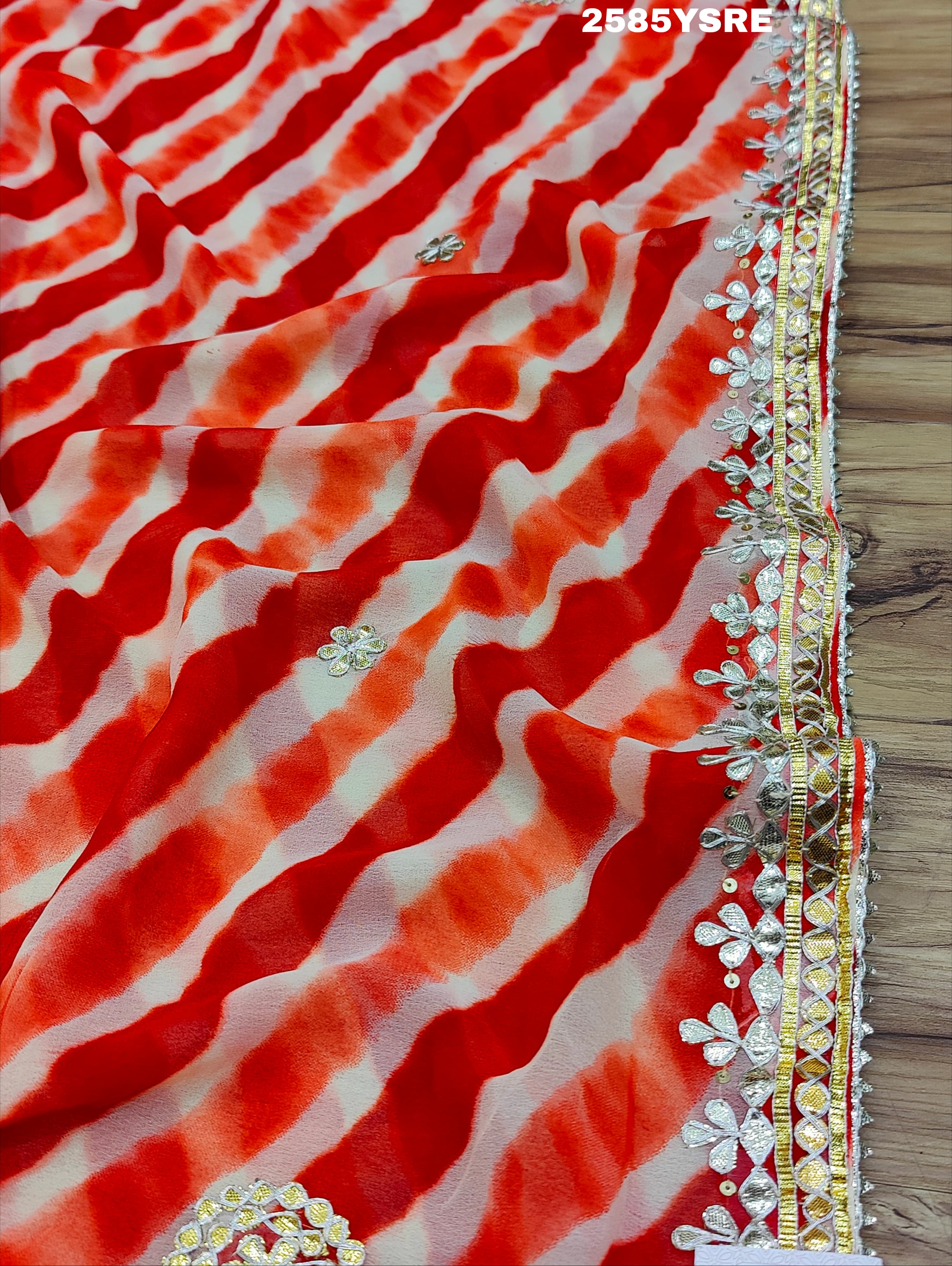 New Chiffon Silk Leheriya Style with Gotapatti Work Saree