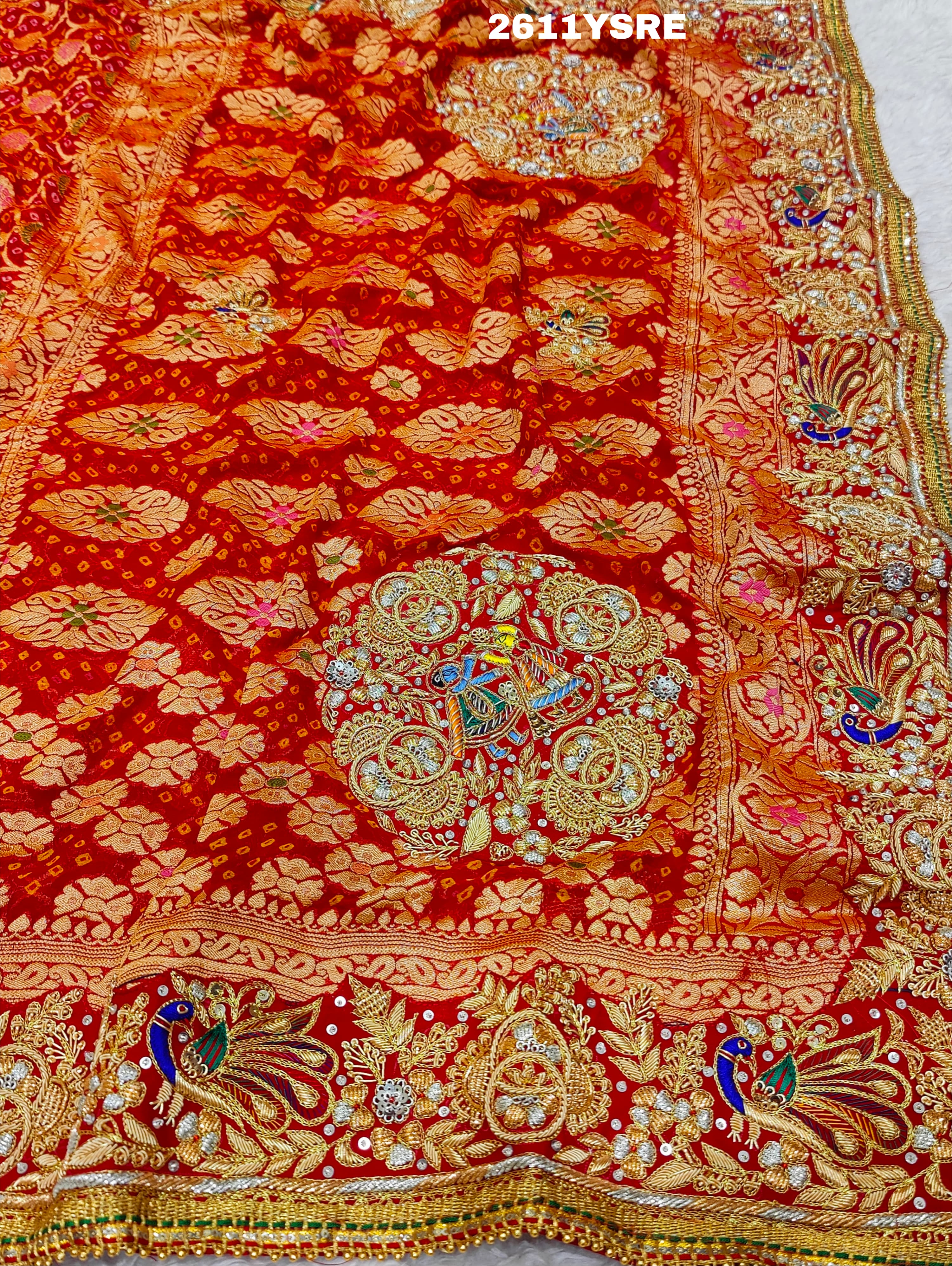 By Special New Pure Meenakari Khadi Georgette Saree with Gulin Zardozi HandWork