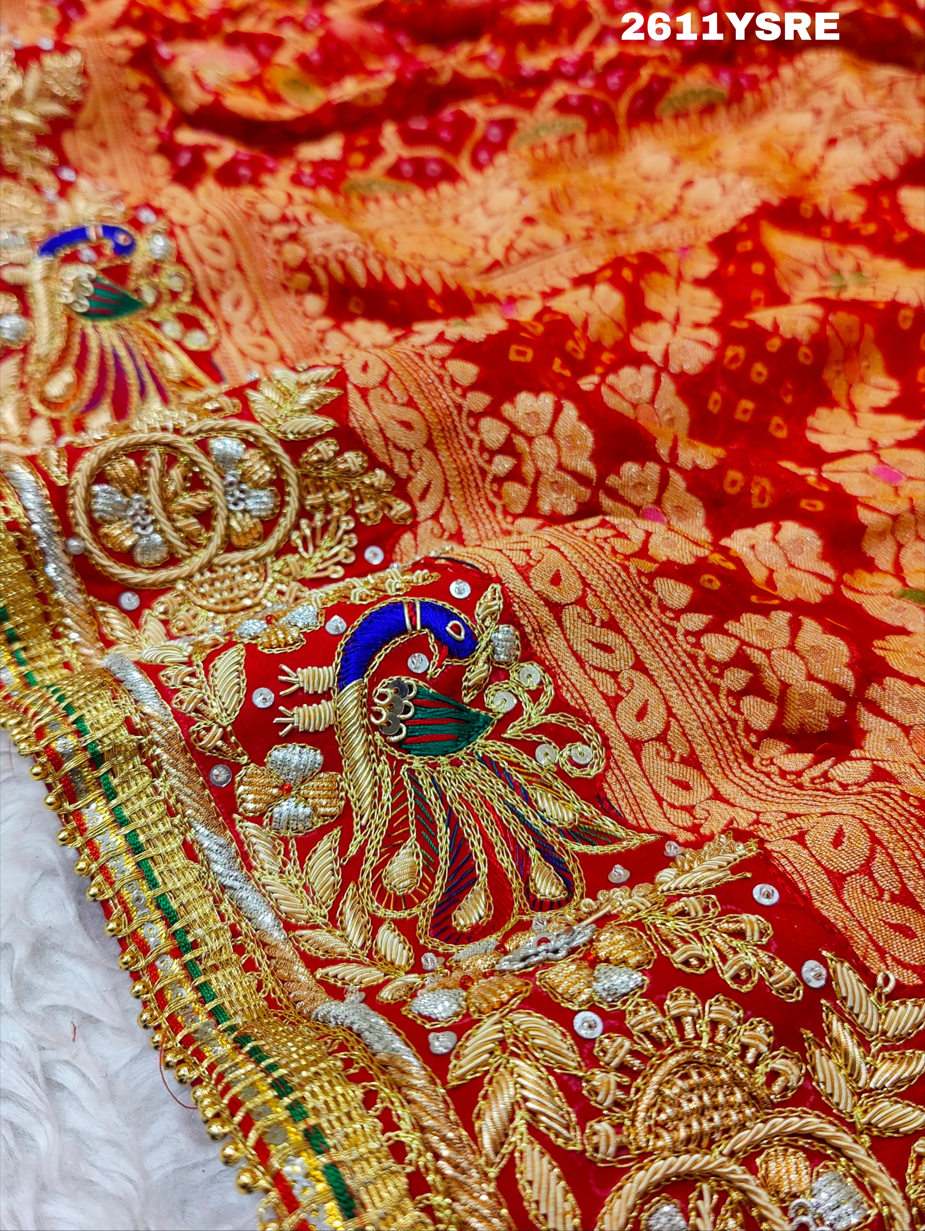 By Special New Pure Meenakari Khadi Georgette Saree with Gulin Zardozi HandWork