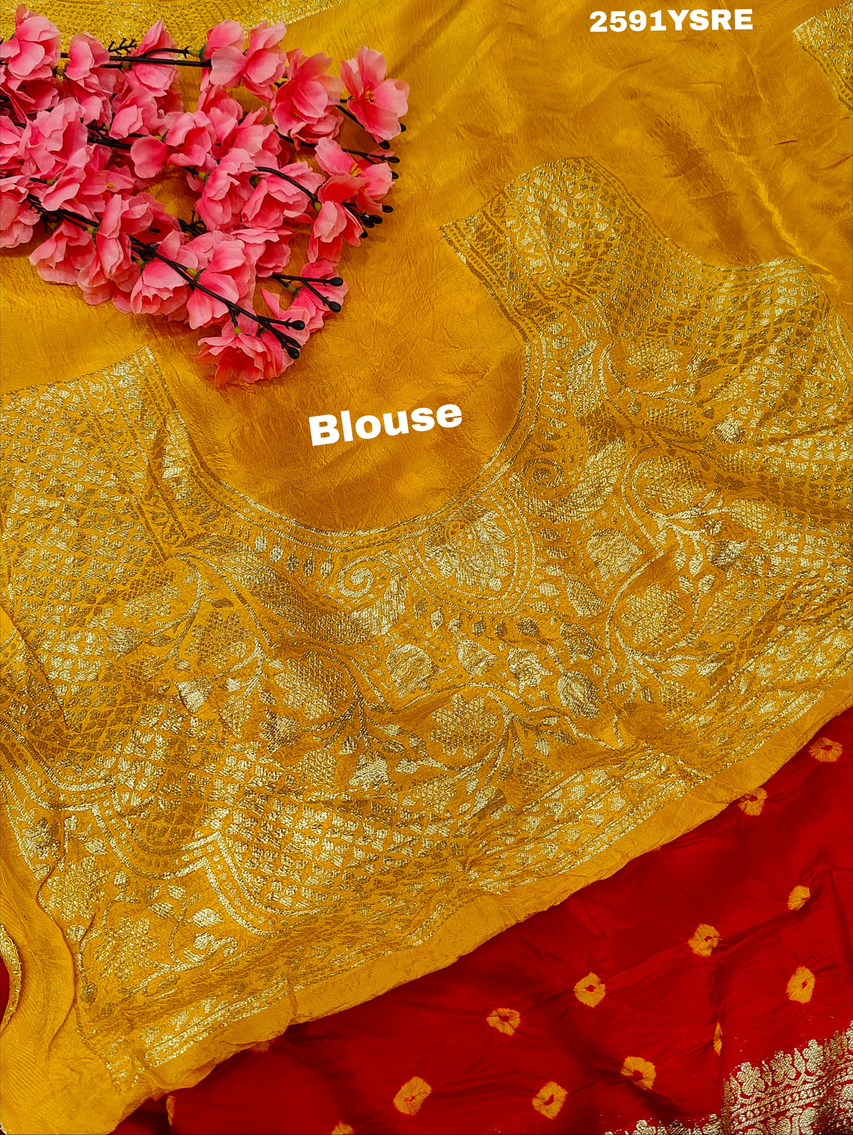 ByNew LaunchChinon Bandhani Style with Zari Border Work Saree
