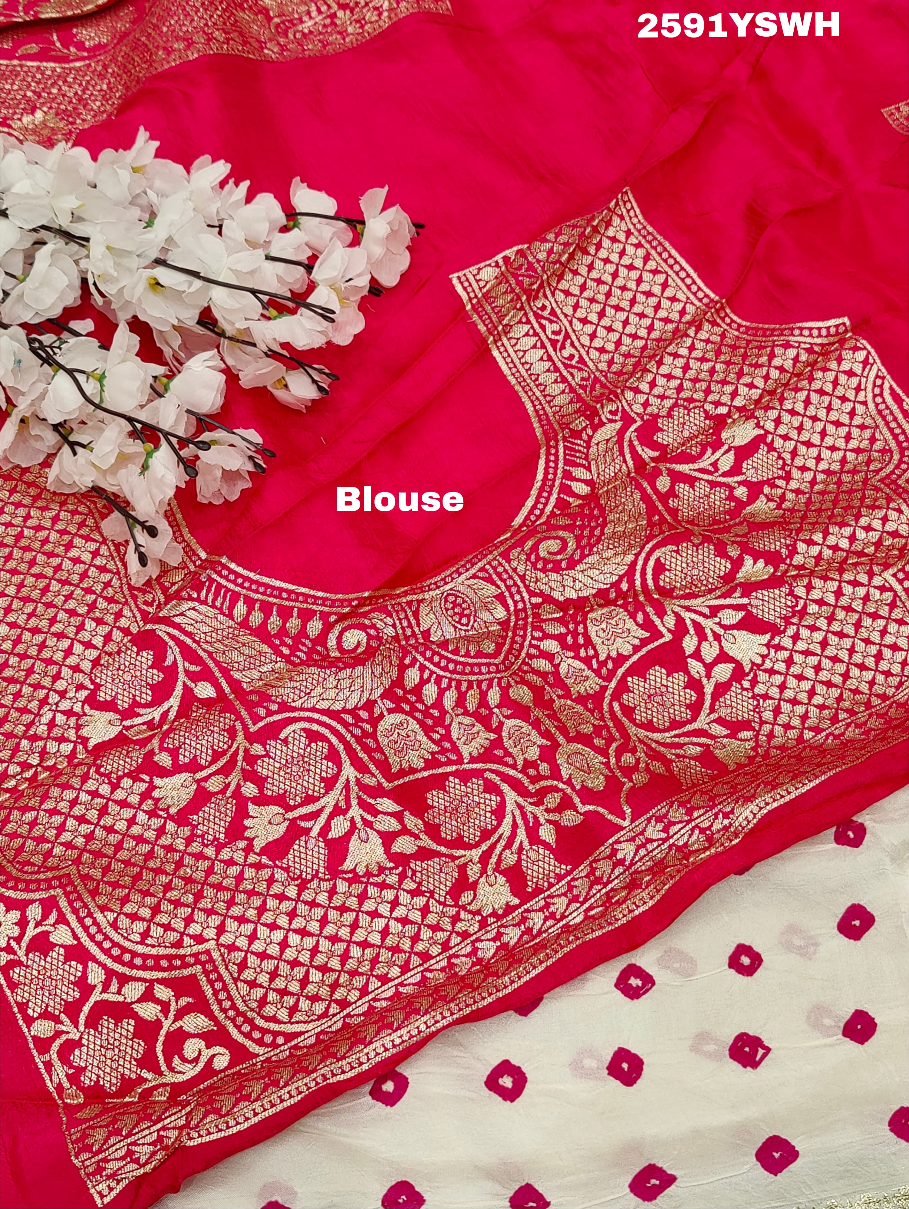ByNew LaunchChinon Bandhani Style with Zari Border Work Saree