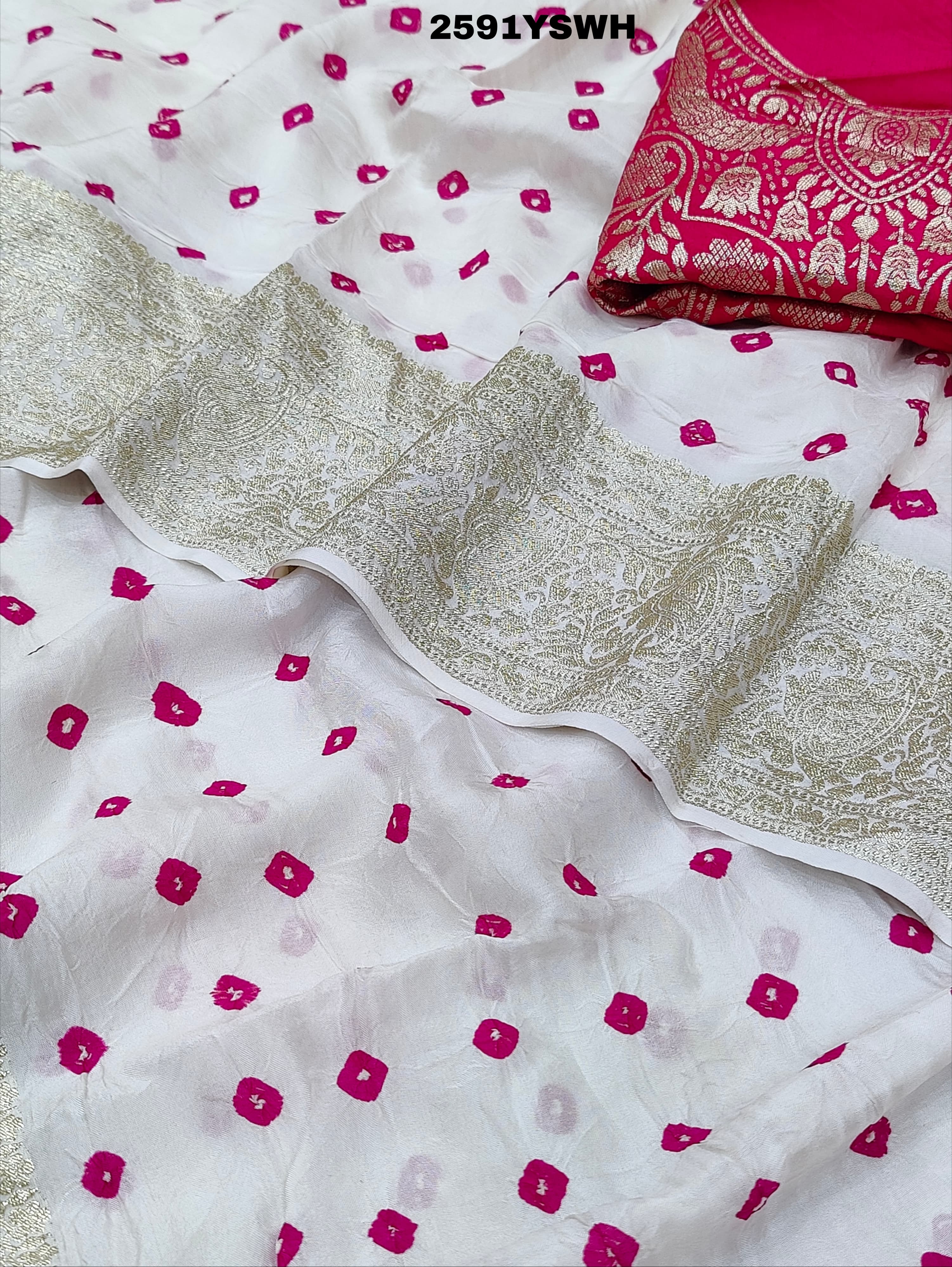 ByNew LaunchChinon Bandhani Style with Zari Border Work Saree