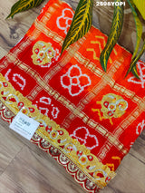 By New Traditional Gaji Silk Bandhani Style With Bel Buti Work Odhna