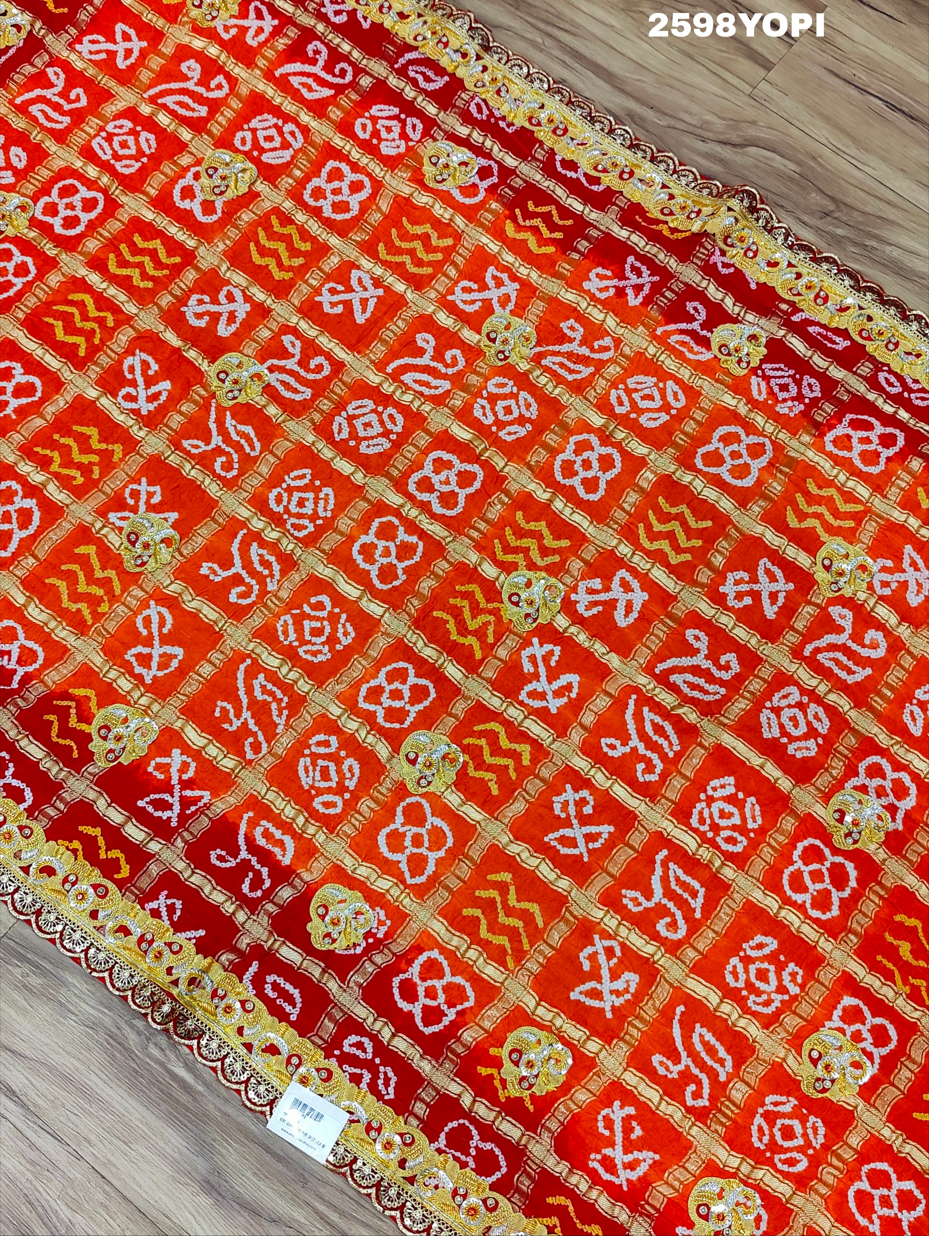 By New Traditional Gaji Silk Bandhani Style With Bel Buti Work Odhna