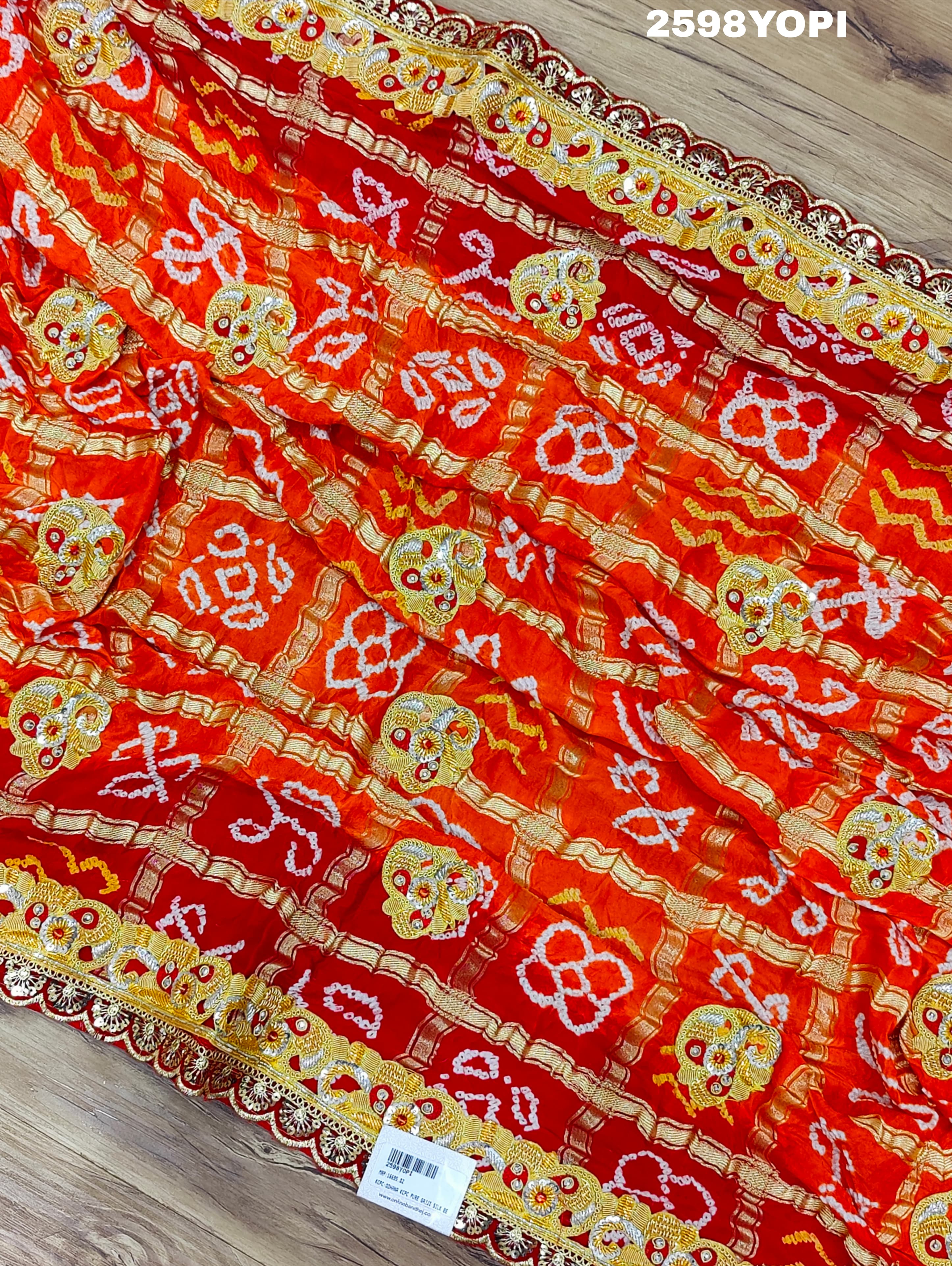 By New Traditional Gaji Silk Bandhani Style With Bel Buti Work Odhna