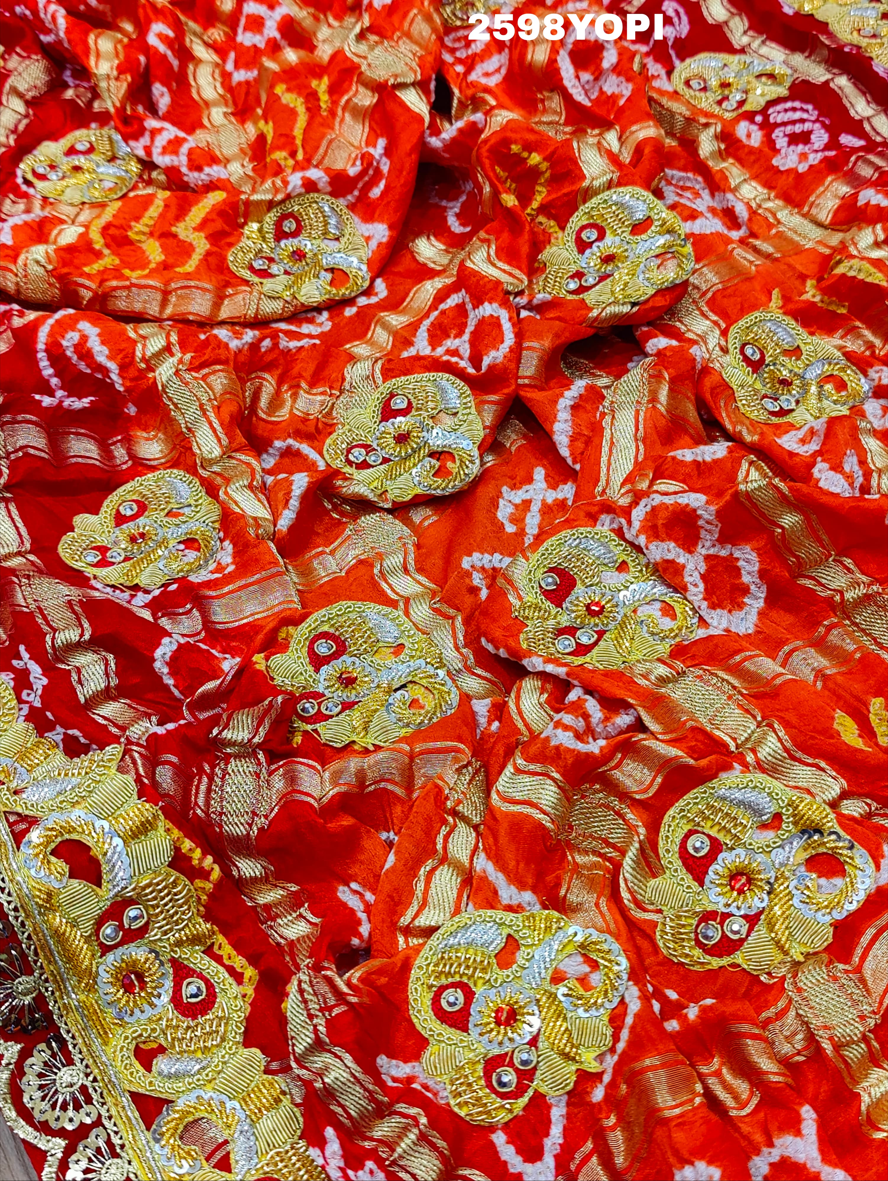 By New Traditional Gaji Silk Bandhani Style With Bel Buti Work Odhna