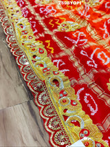 By New Traditional Gaji Silk Bandhani Style With Bel Buti Work Odhna