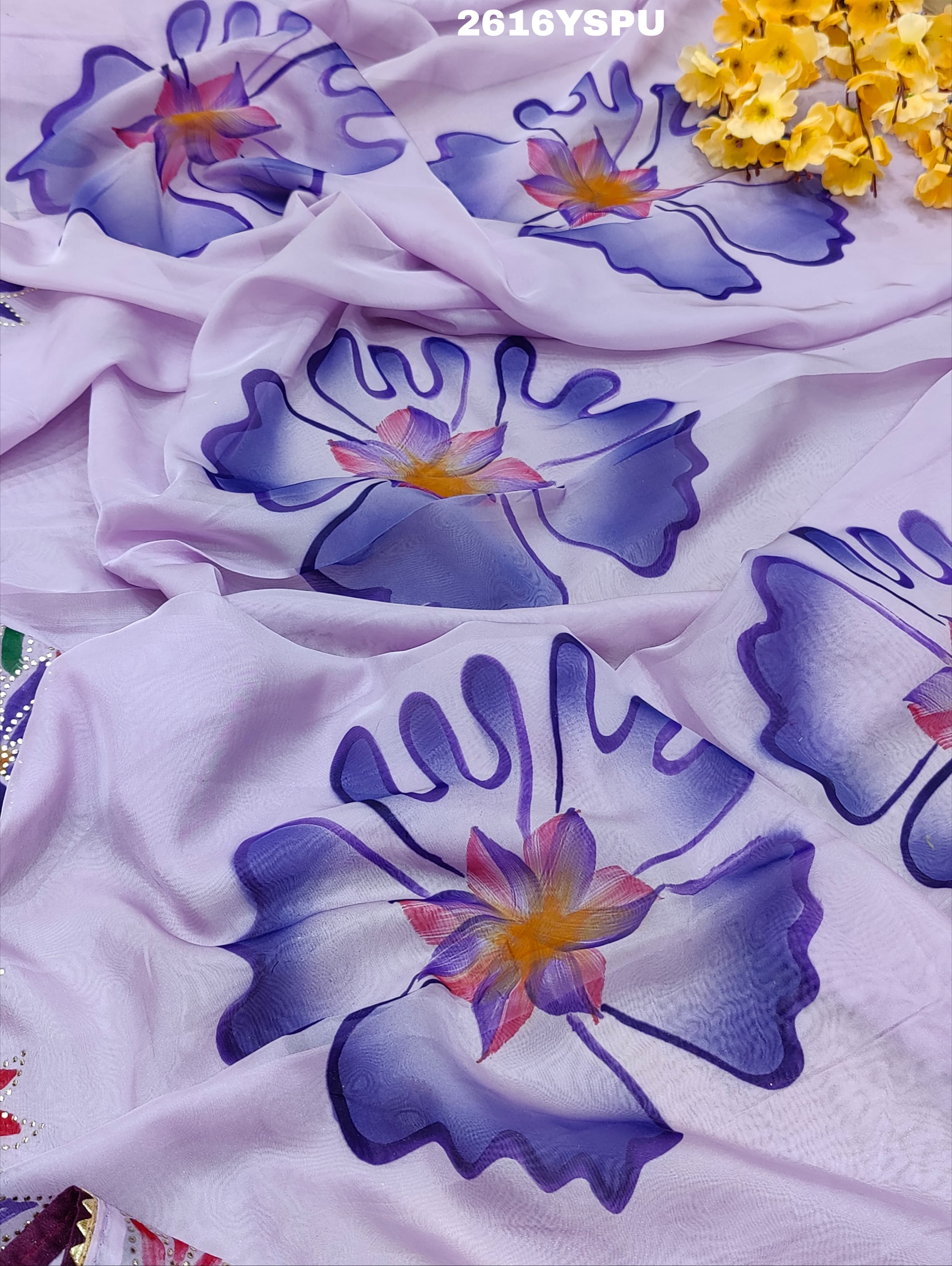 New Launch Tissue Silk Printed Style With Siroski Dimond Work Saree