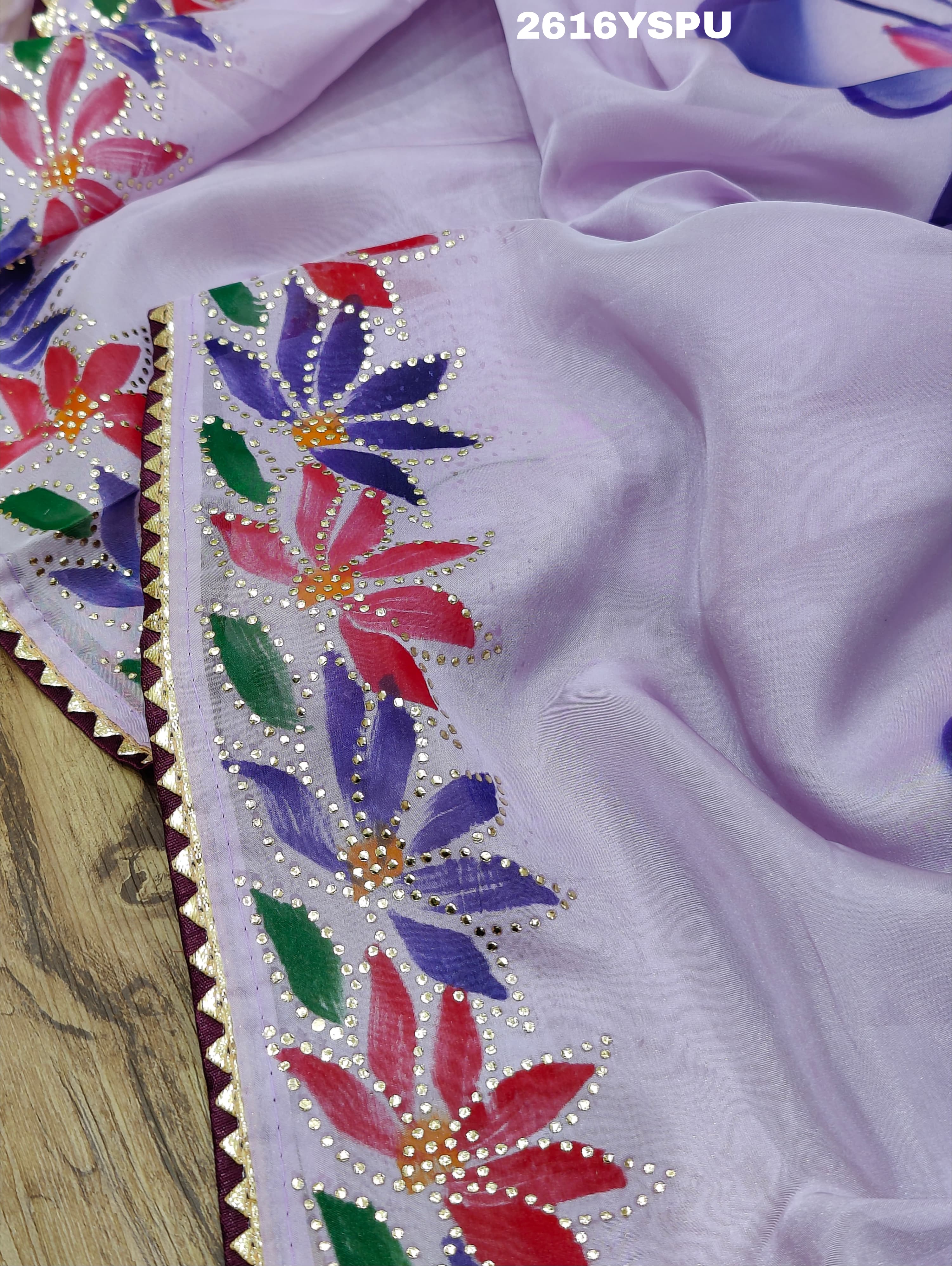 New Launch Tissue Silk Printed Style With Siroski Dimond Work Saree