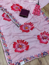 New Launch Tissue Silk Printed Style With Siroski Dimond Work Saree