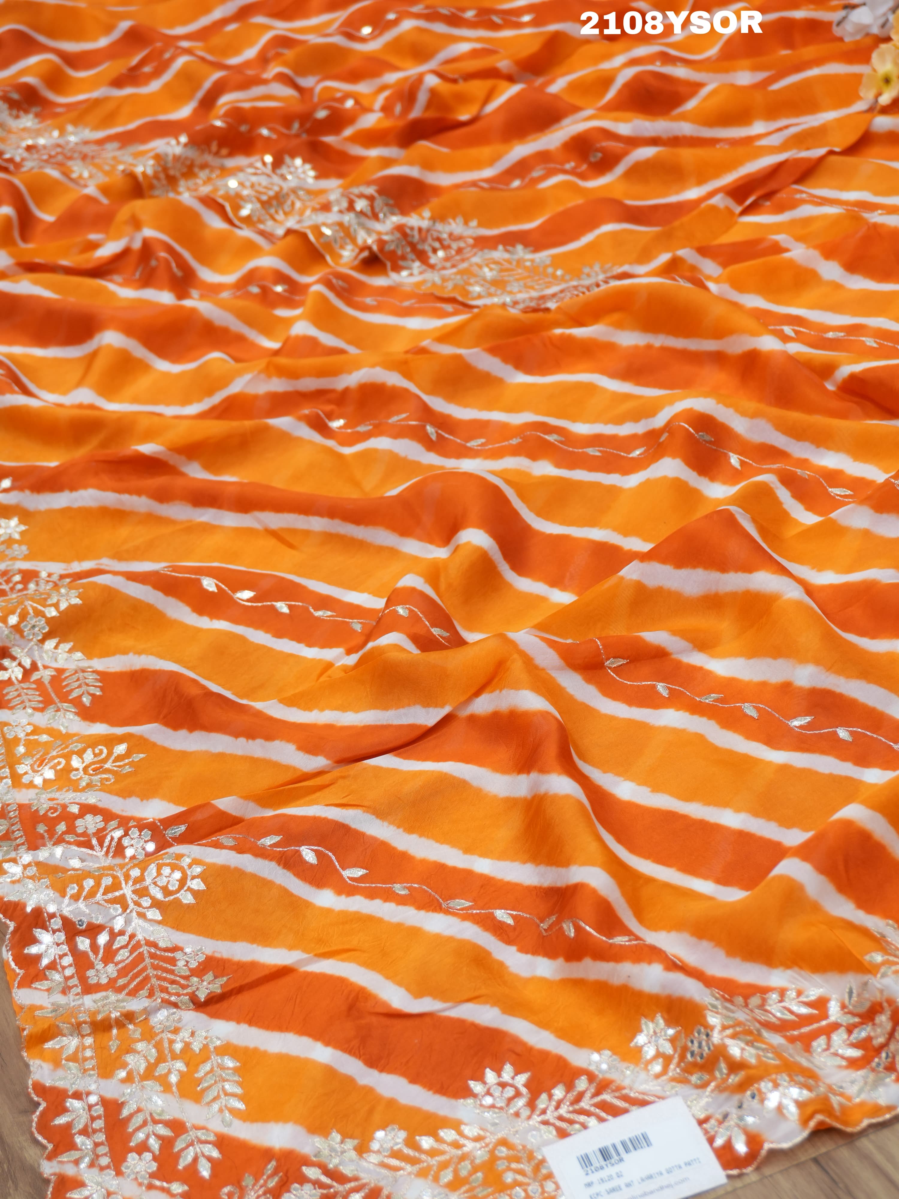 By Latest New Pure Taser Organza Leheriya With Gotapatti WorkSaree