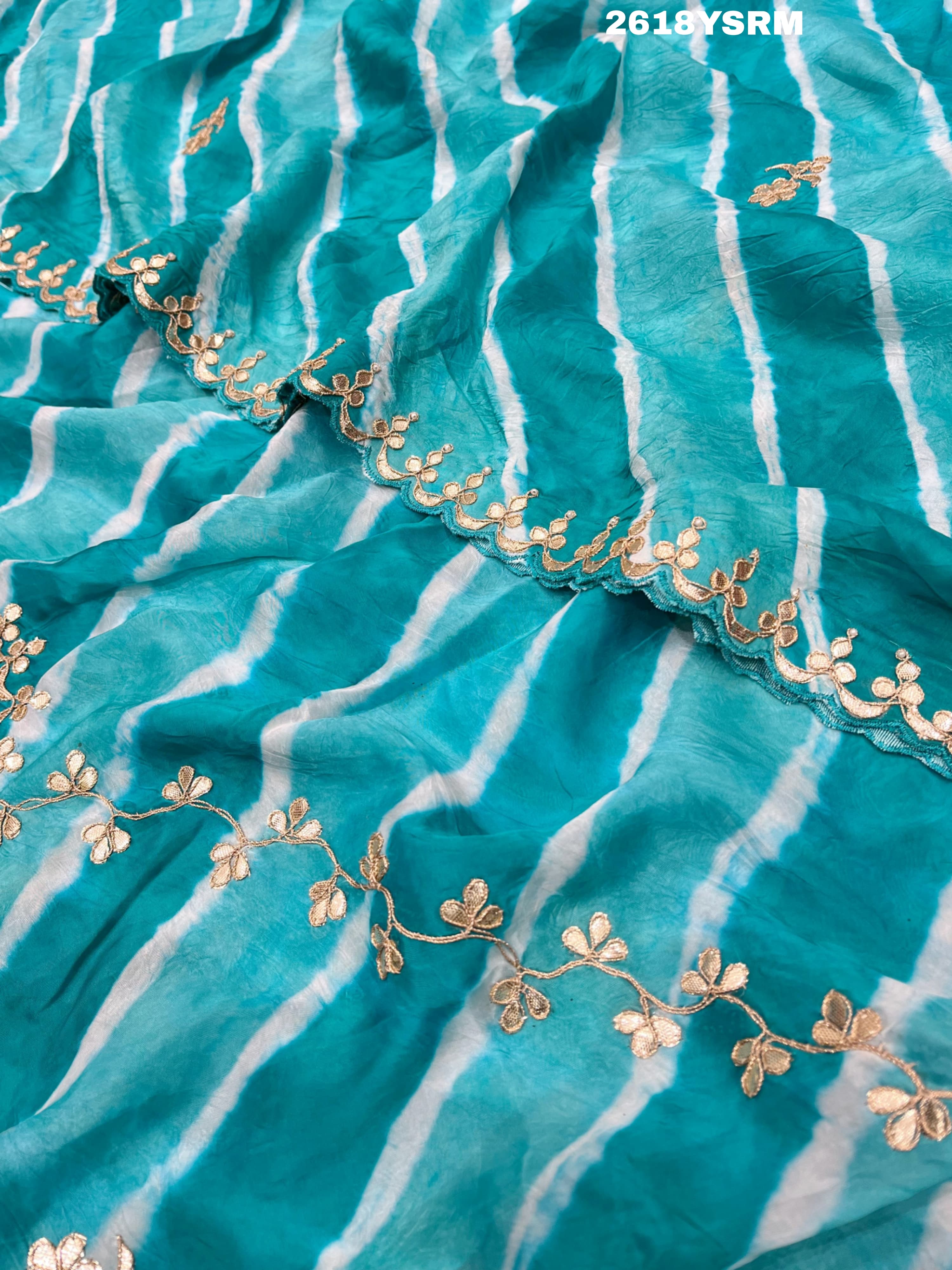 New Chinon Leheriya Style with Gotapatti Work Saree