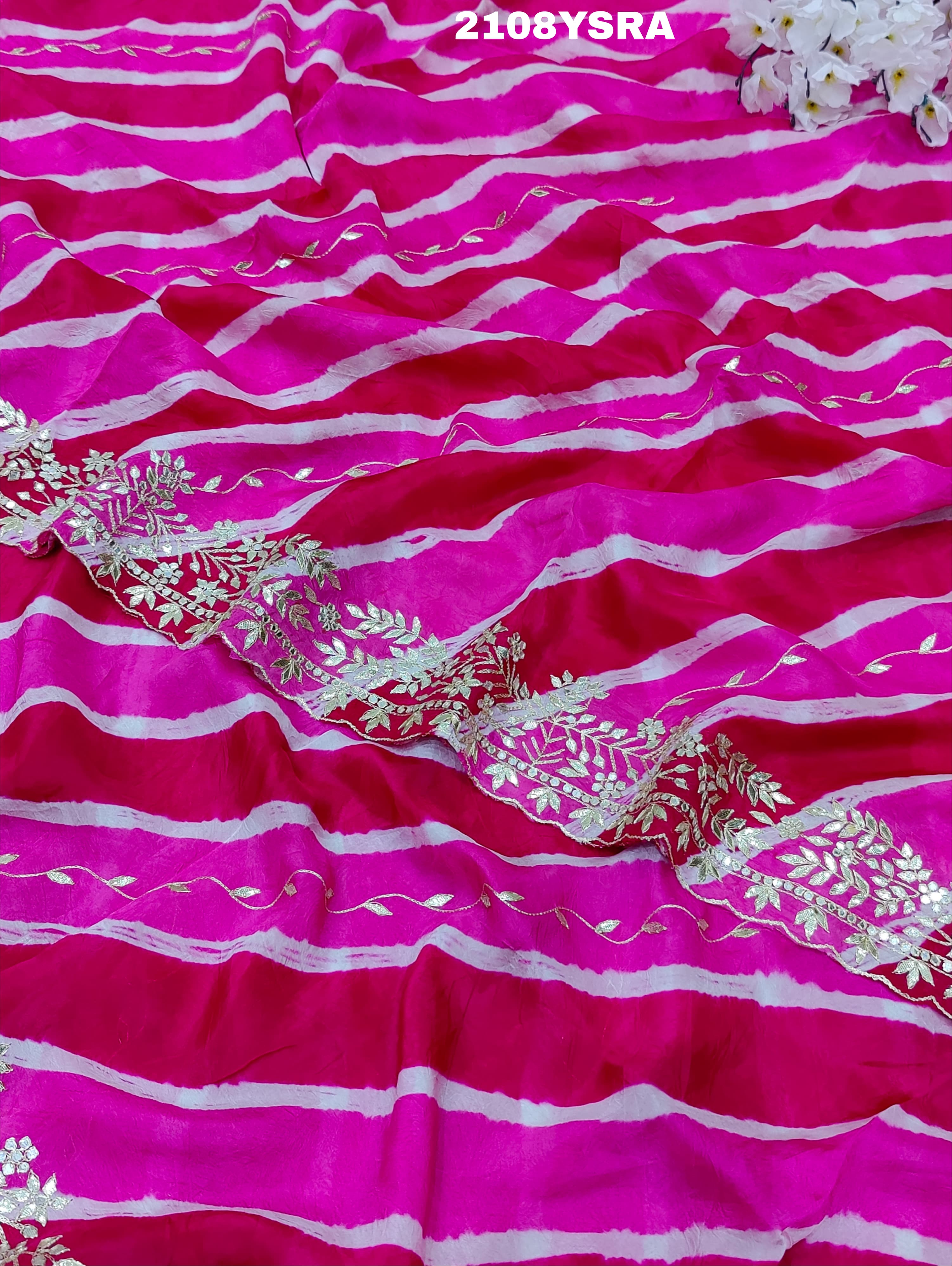 By Latest New Pure Taser Organza Leheriya With Gotapatti WorkSaree