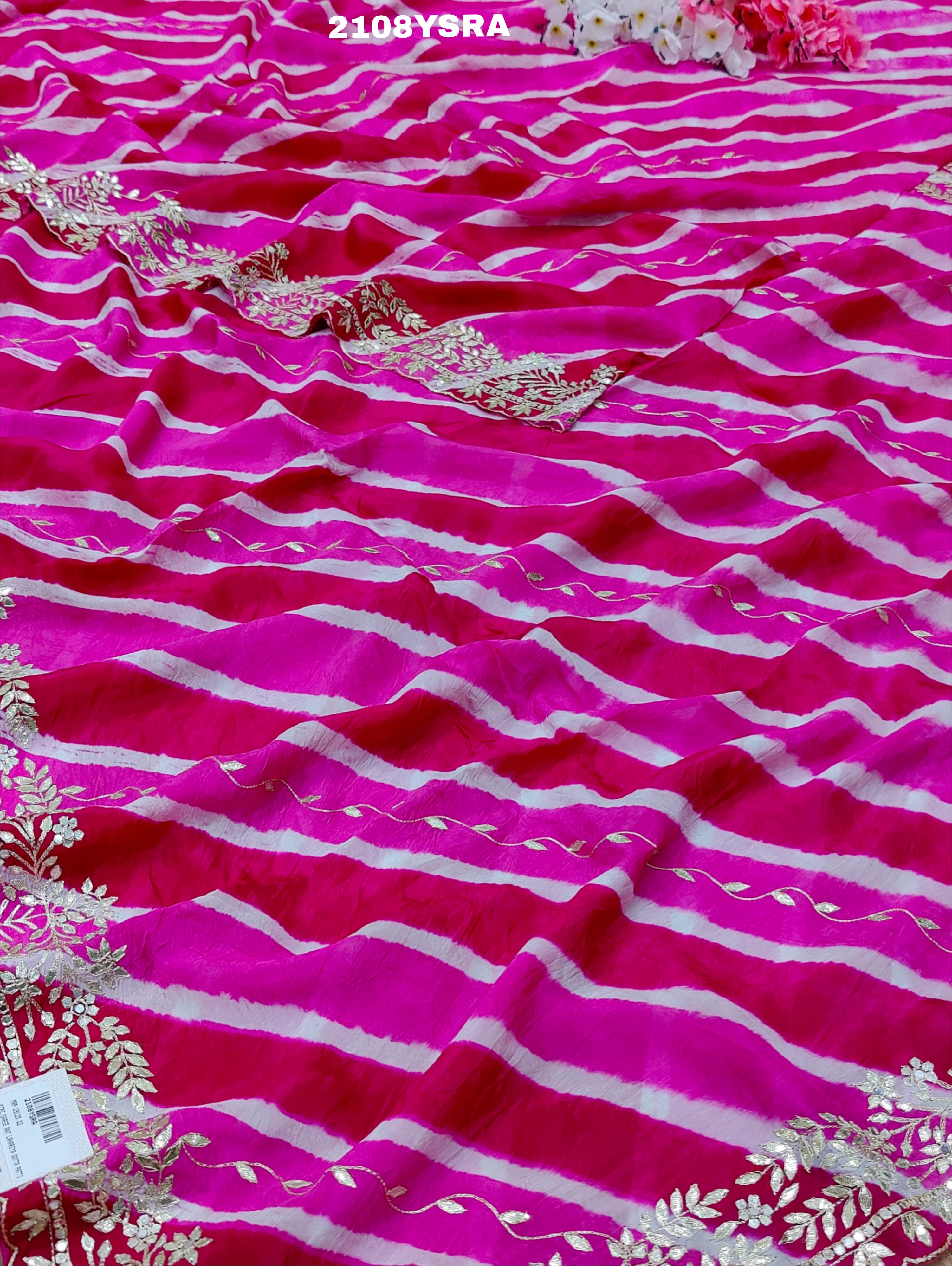 By Latest New Pure Taser Organza Leheriya With Gotapatti WorkSaree