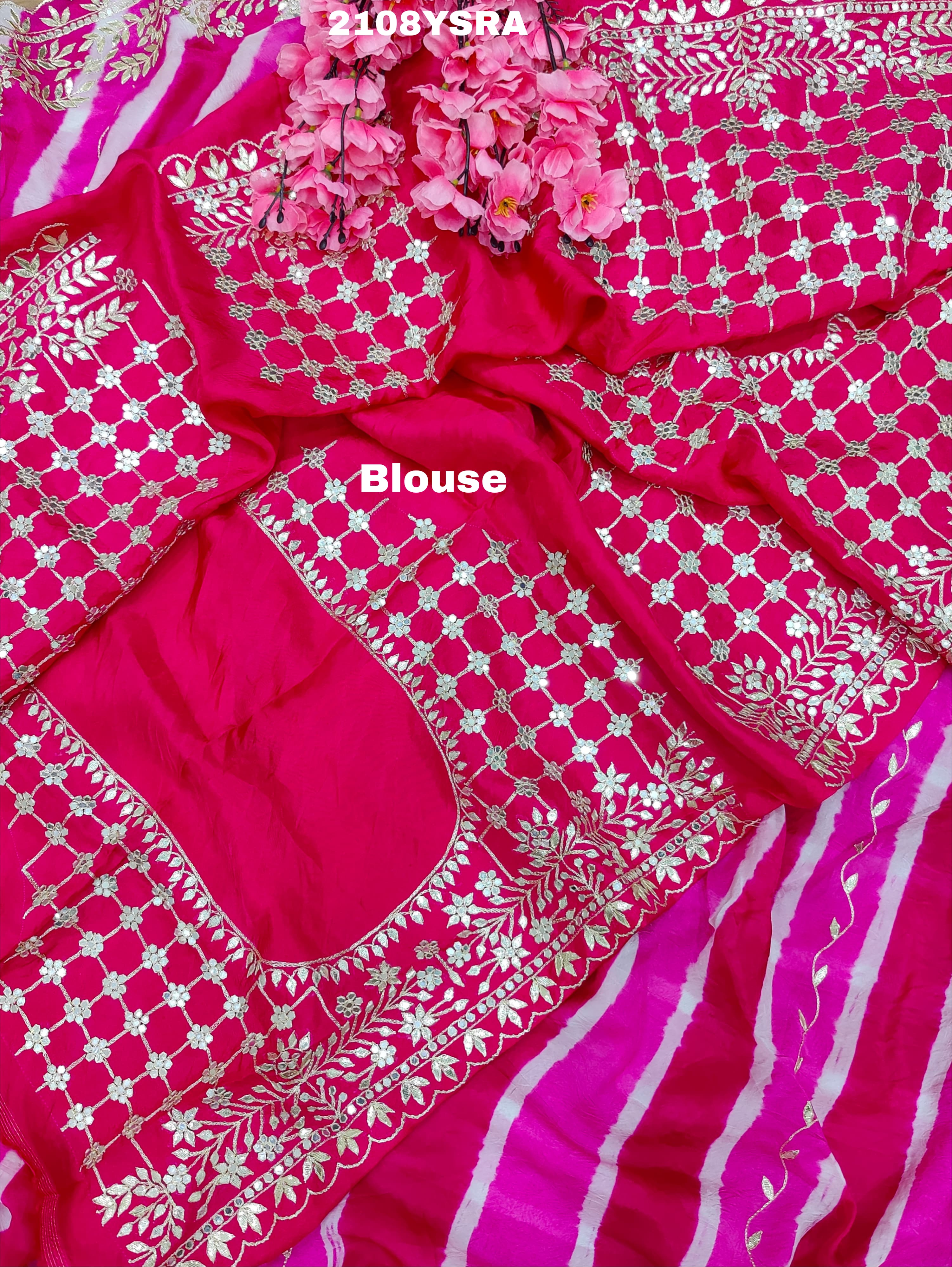 By Latest New Pure Taser Organza Leheriya With Gotapatti WorkSaree