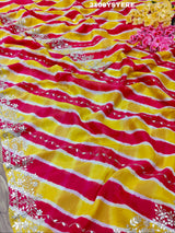By Latest New Pure Taser Organza Leheriya With Gotapatti WorkSaree