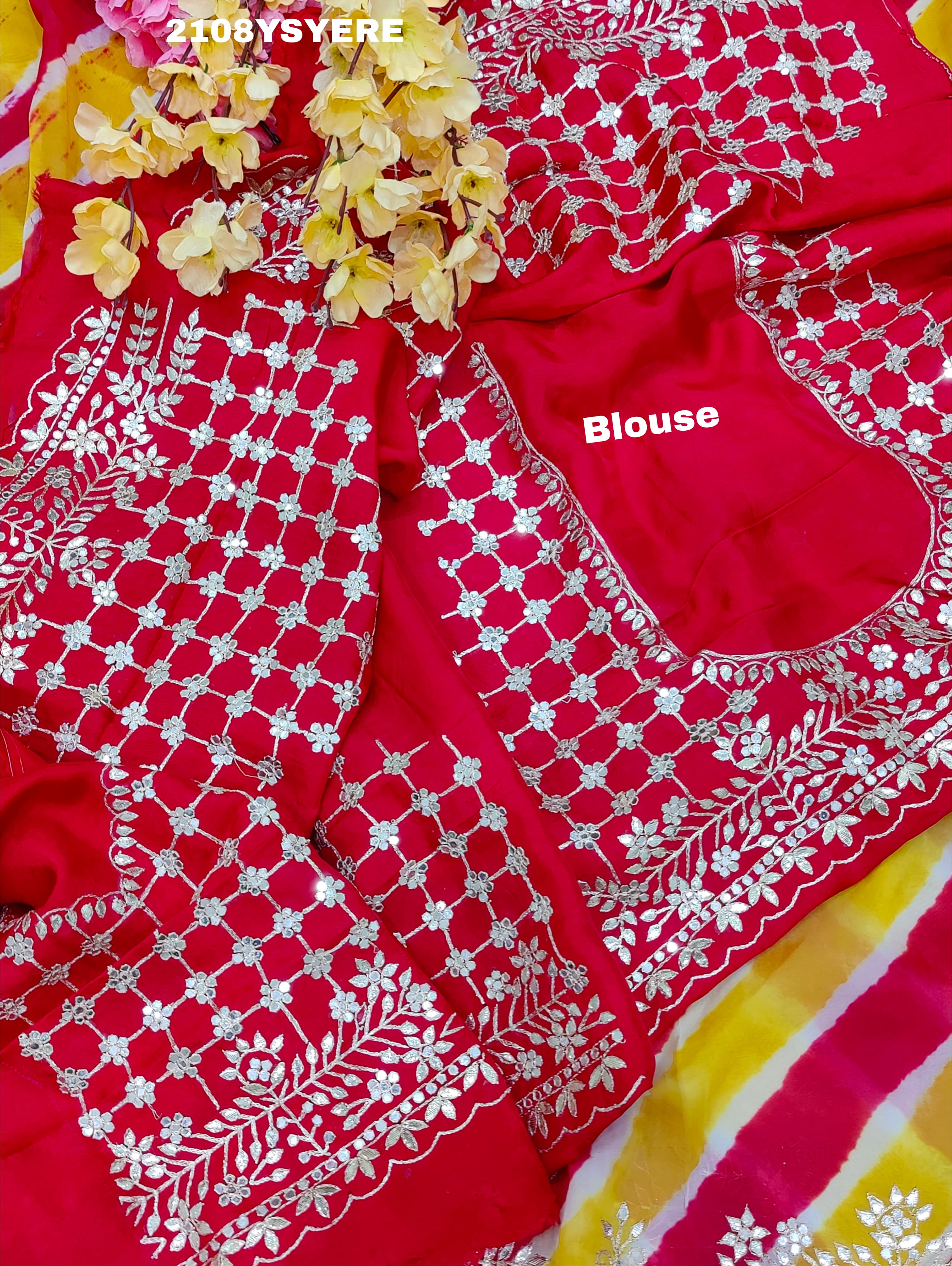 By Latest New Pure Taser Organza Leheriya With Gotapatti WorkSaree