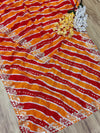 By Latest New Pure Taser Organza Leheriya With Gotapatti WorkSaree