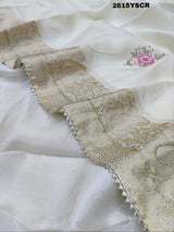 White saree with floral embroiderySilk Traditional Style With Zari Border Work Saree