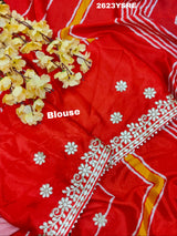 Silk Zik Zag Style With Gotapatti Work Saree in red colour for wedding