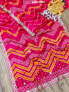 By New Beautiful HO Silk Zik Zag Style With Gotapatti Work Saree