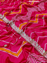 By New Beautiful HO Silk Zik Zag Style With Gotapatti Work Saree