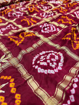 By New Latest Pure Gaji Silk Bandhani Ghatchola Gotapatti Saree
