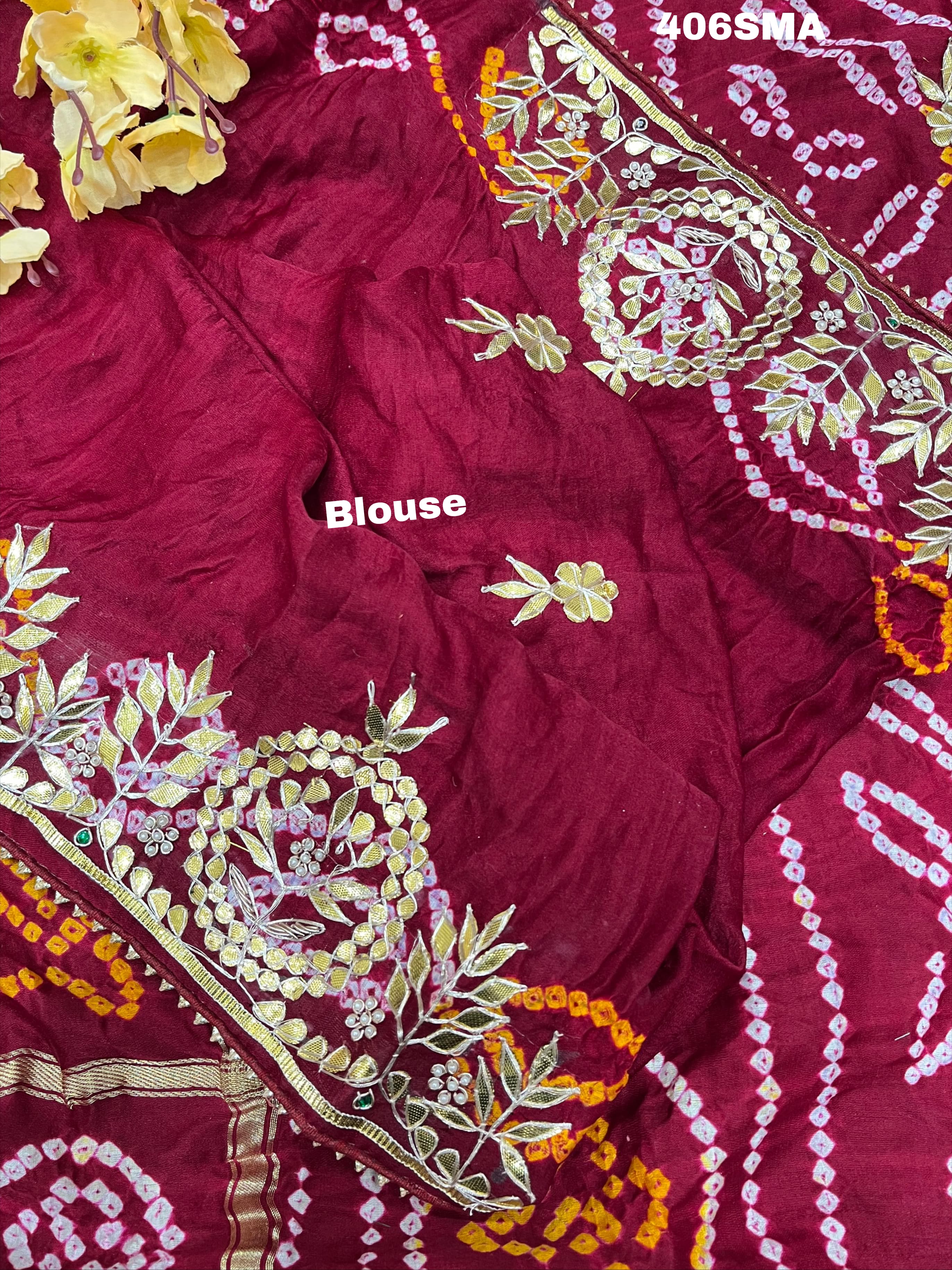 By New Latest Pure Gaji Silk Bandhani Ghatchola Gotapatti Saree