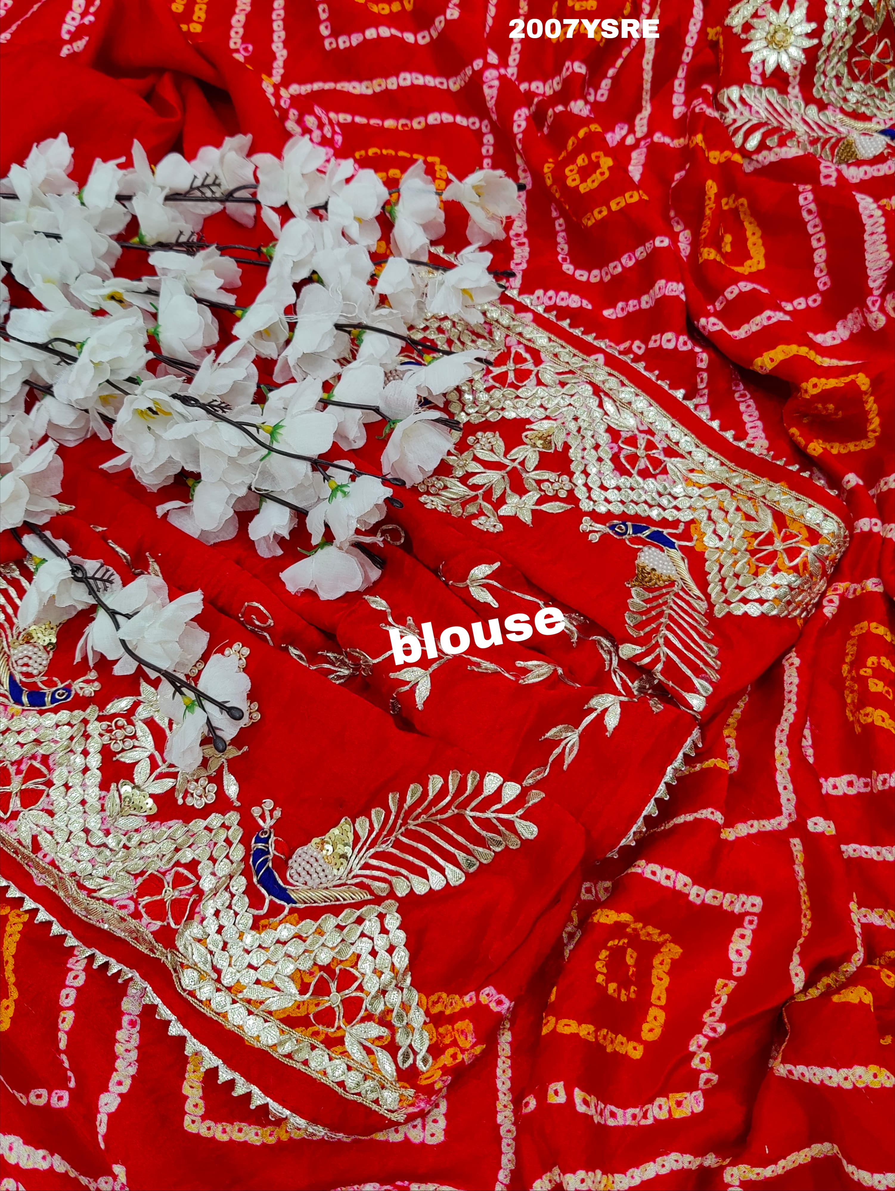 By New Gaji Silk Bandhani Style With Gotapatti Work Saree