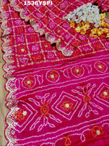 By New Famous Pure Gaji silk Gharchola Bandhani Gota patti Work Saree