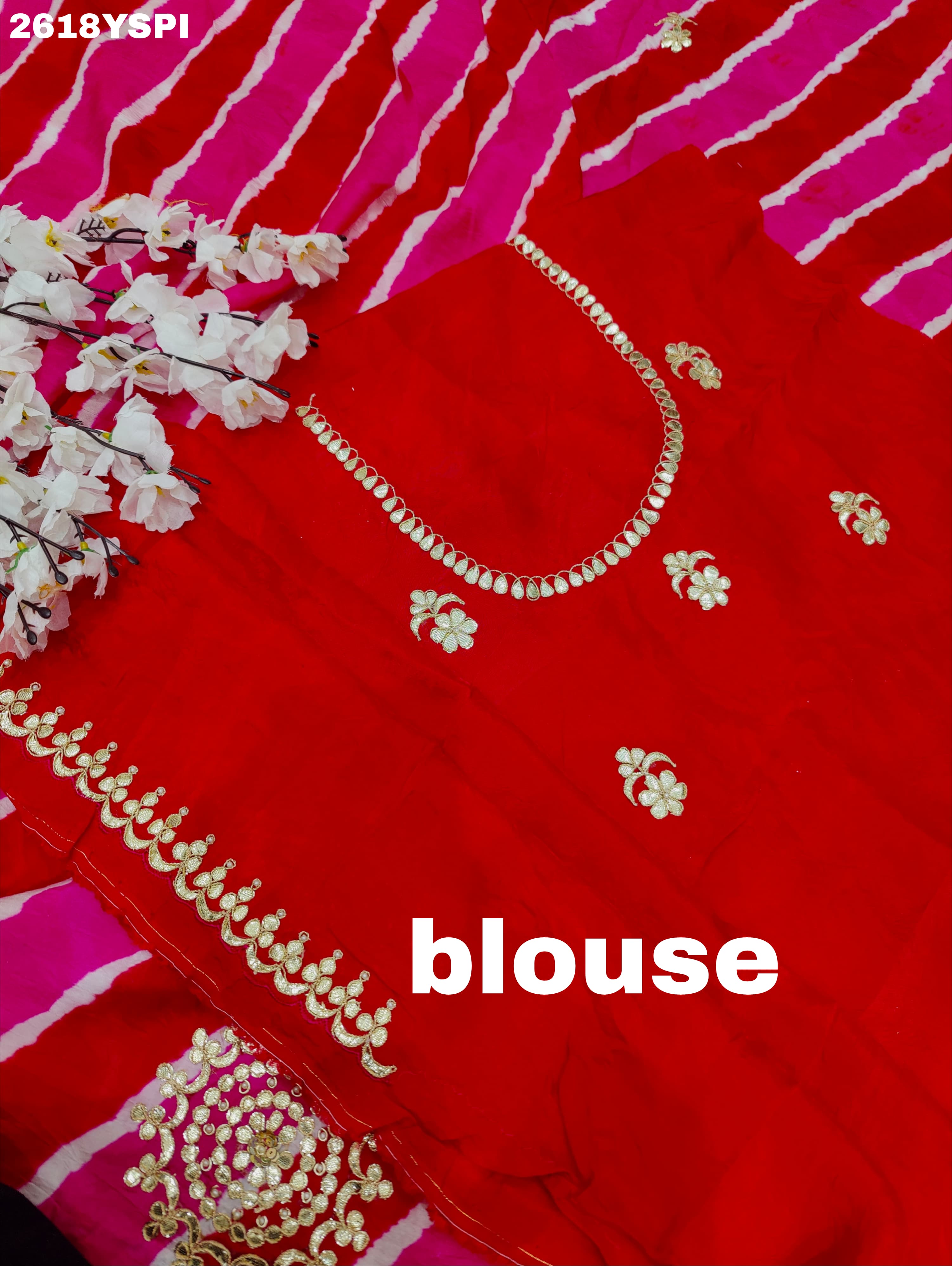 New Chinon Leheriya Style with Gotapatti Work Saree