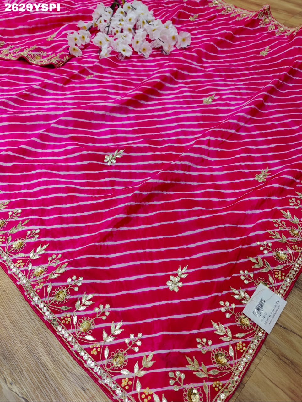 New Dola Silk Leheriya Style with Gotapatti Work Saree