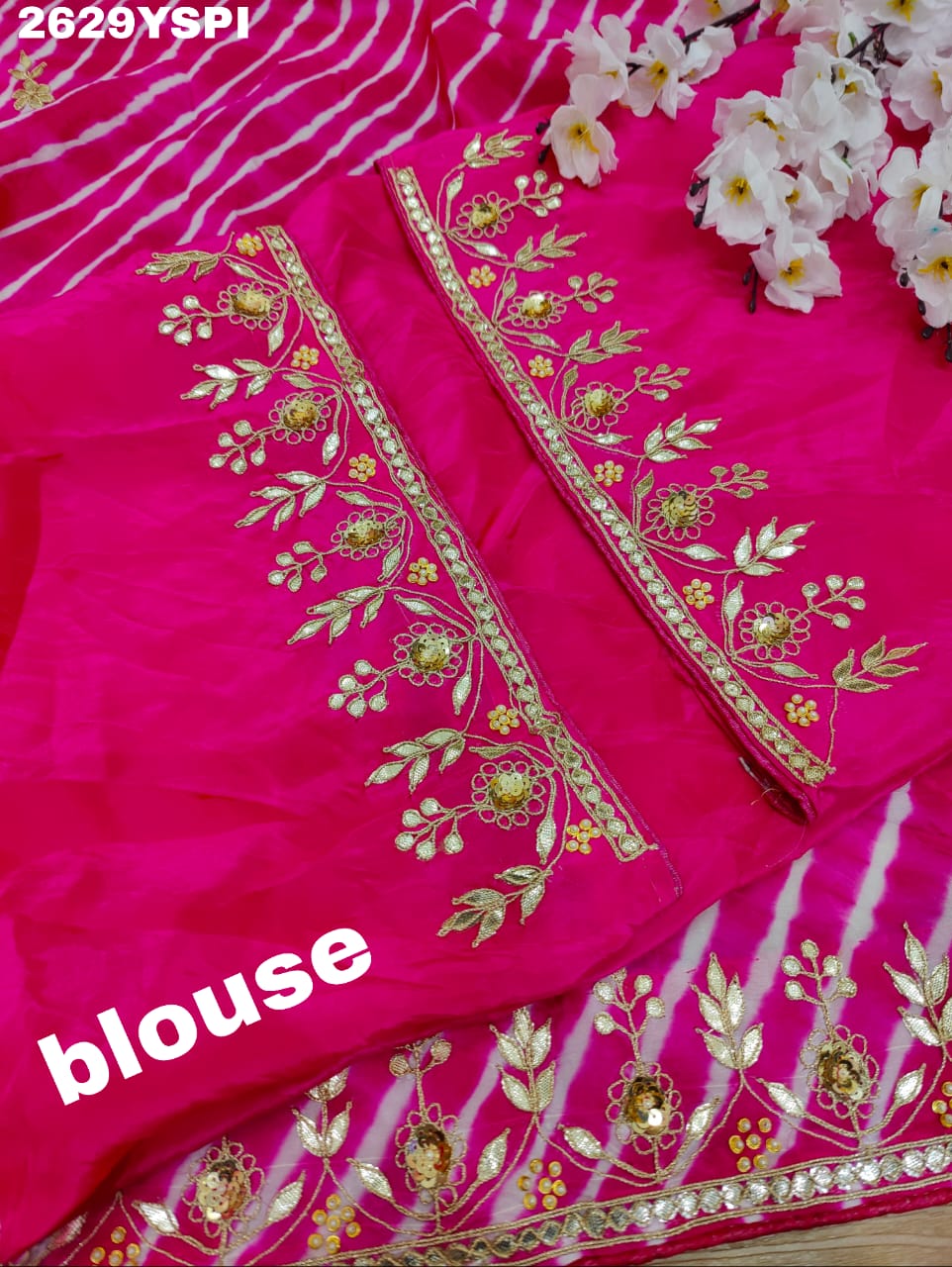 New Dola Silk Leheriya Style with Gotapatti Work Saree