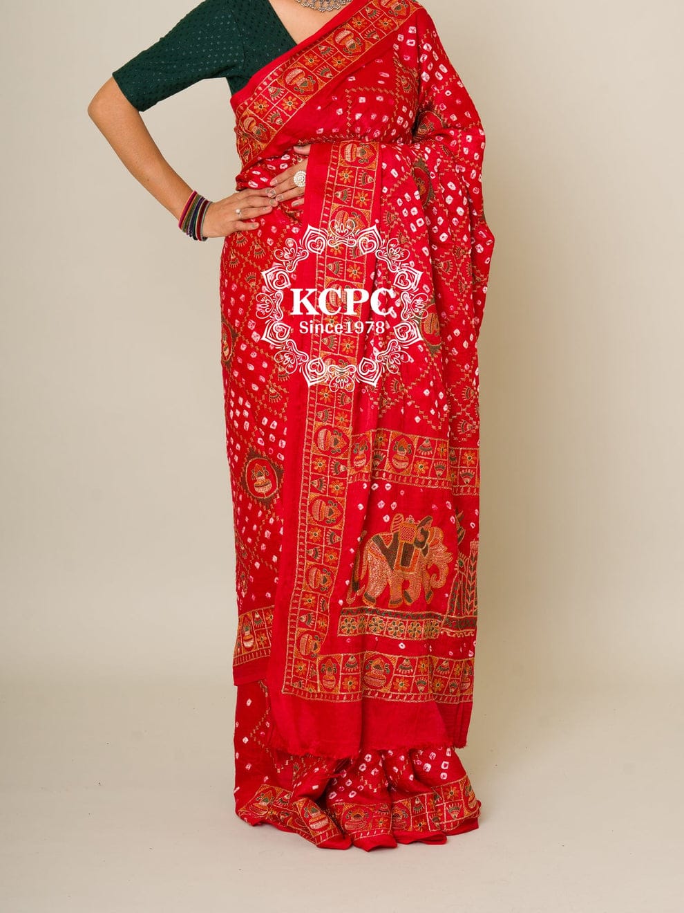 By New Launch Modal Gaji Silk Bandhani Style With Computer Work Saree