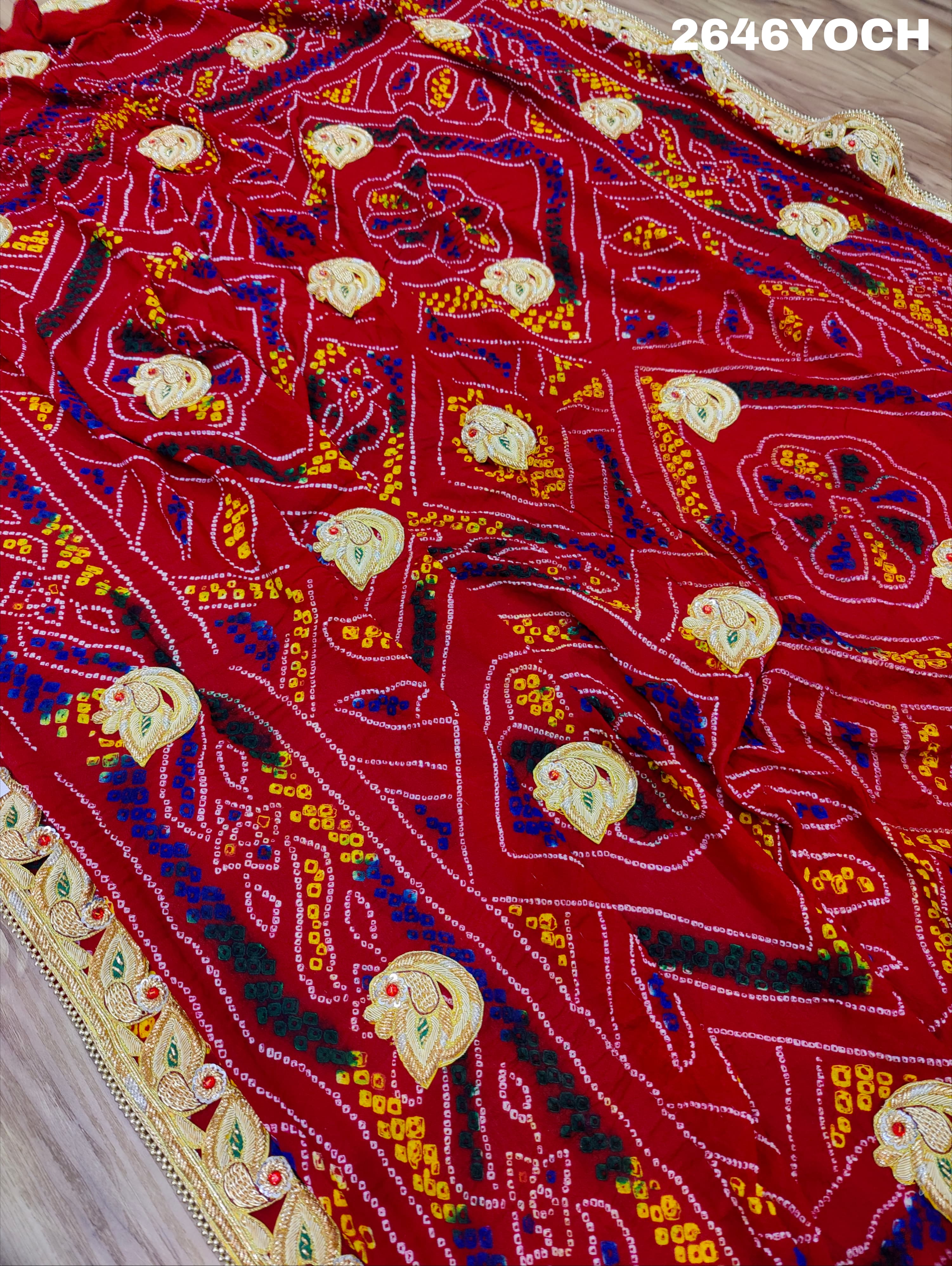 By New Ojariya Bandhani Style With Belbuti Work Odhna