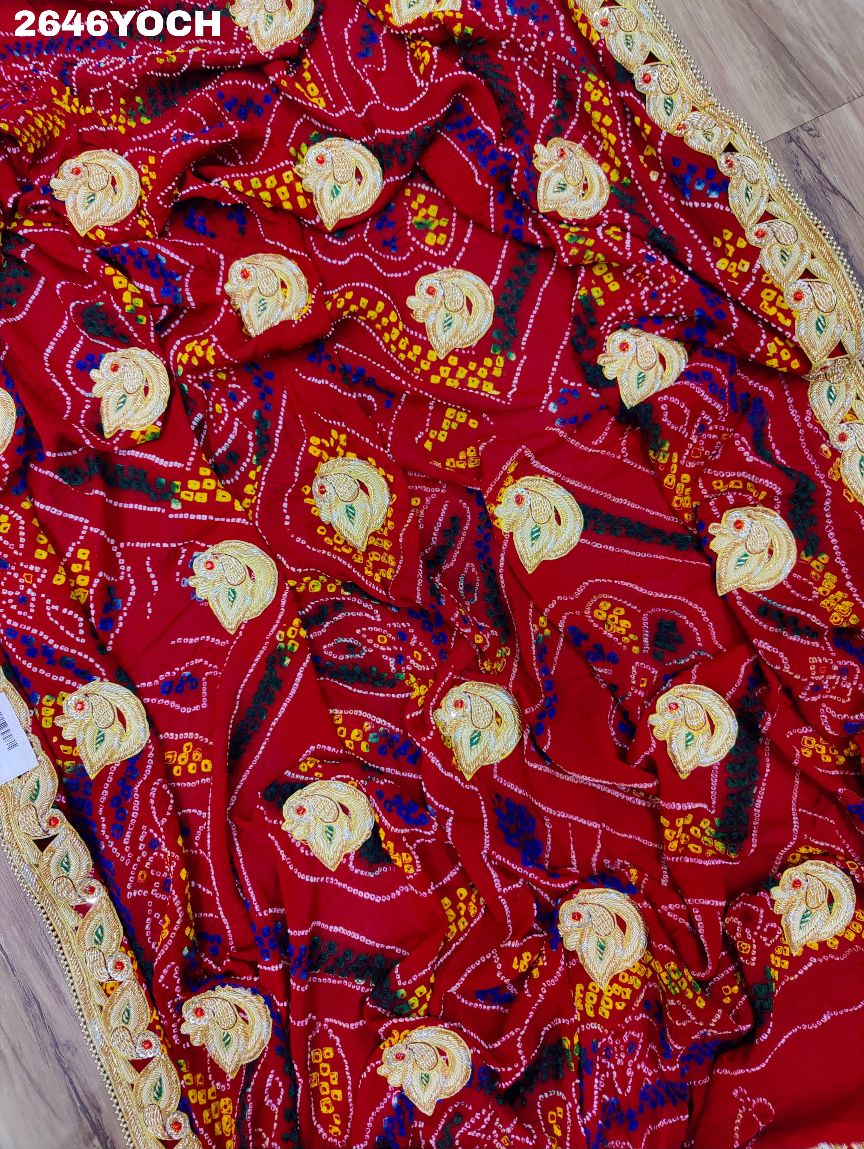 By New Ojariya Bandhani Style With Belbuti Work Odhna